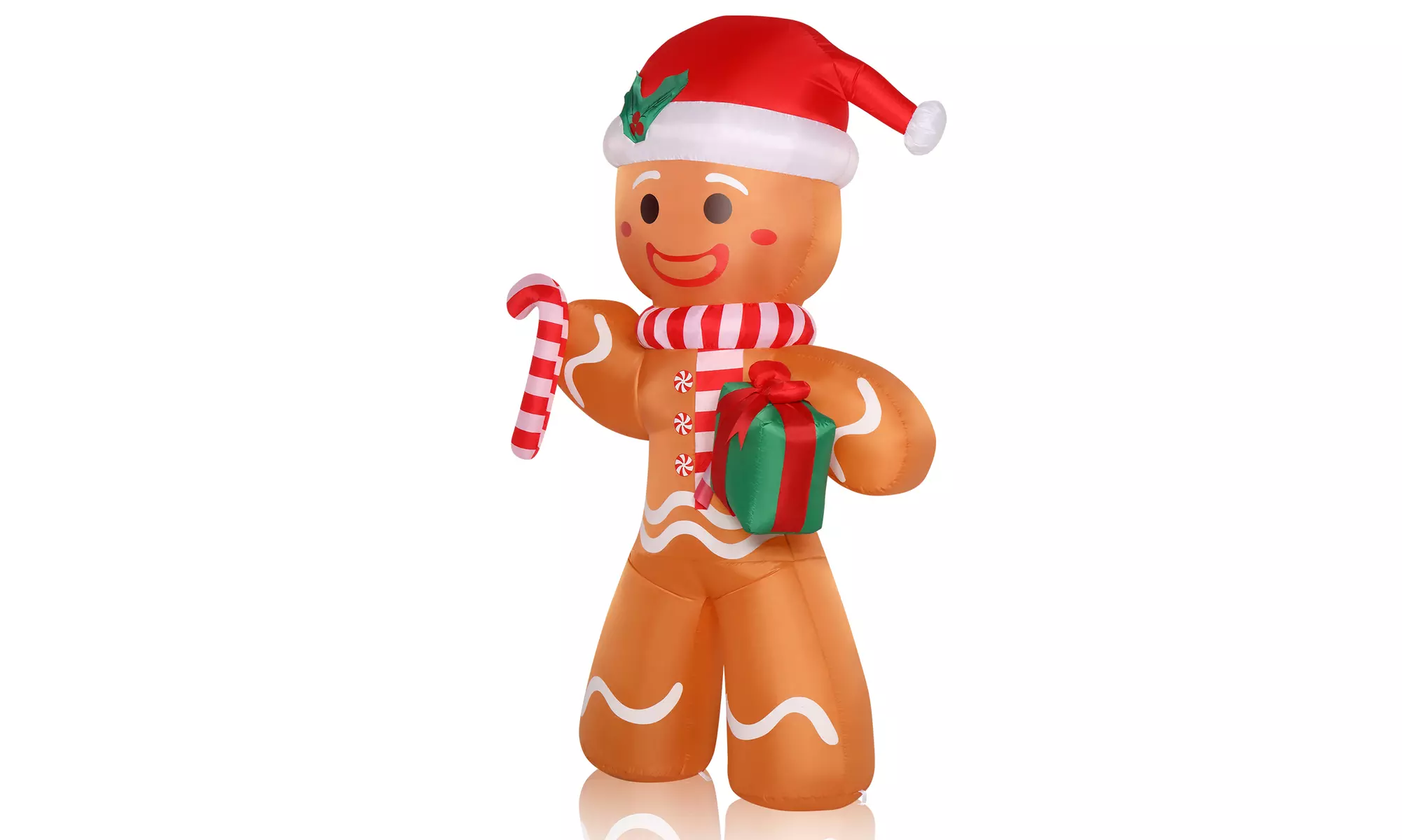 8ft 5 LED Lights Gingerbread Man Holding Gift Garden Gingerbread Man Decoration