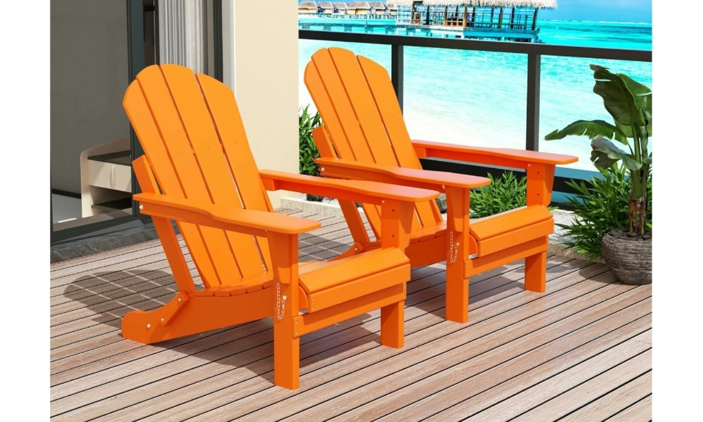WestinTrends Malibu HDPE Outdoor Patio Folding Poly Adirondack Chair Set Of 2
