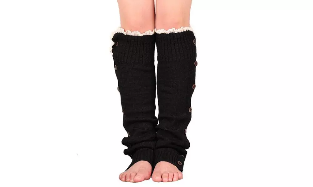 Buttoned Crocheted Boot Cuffs - Primary Image