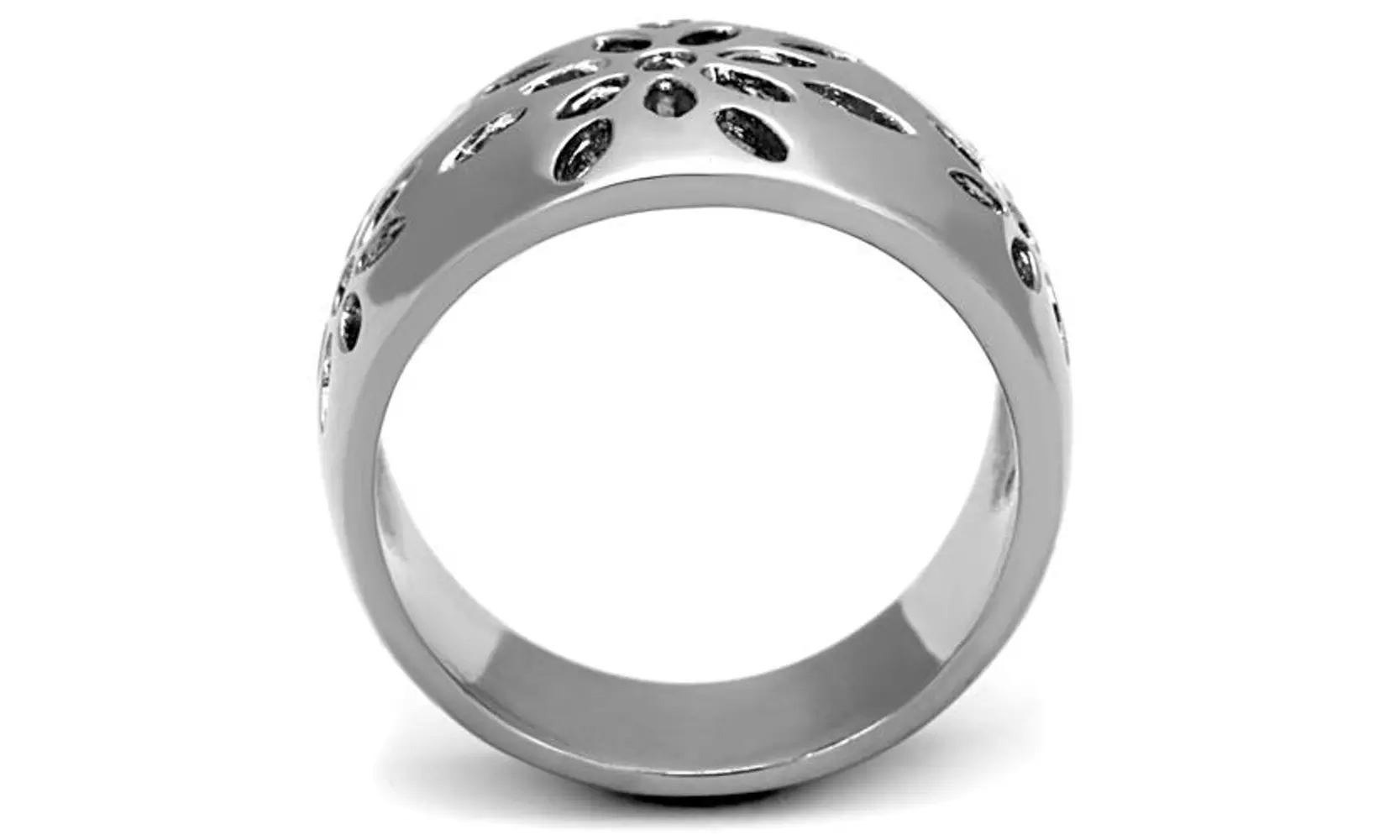 Women's Stainless Steel 316 High Polished Flower Design Fashion Ring 