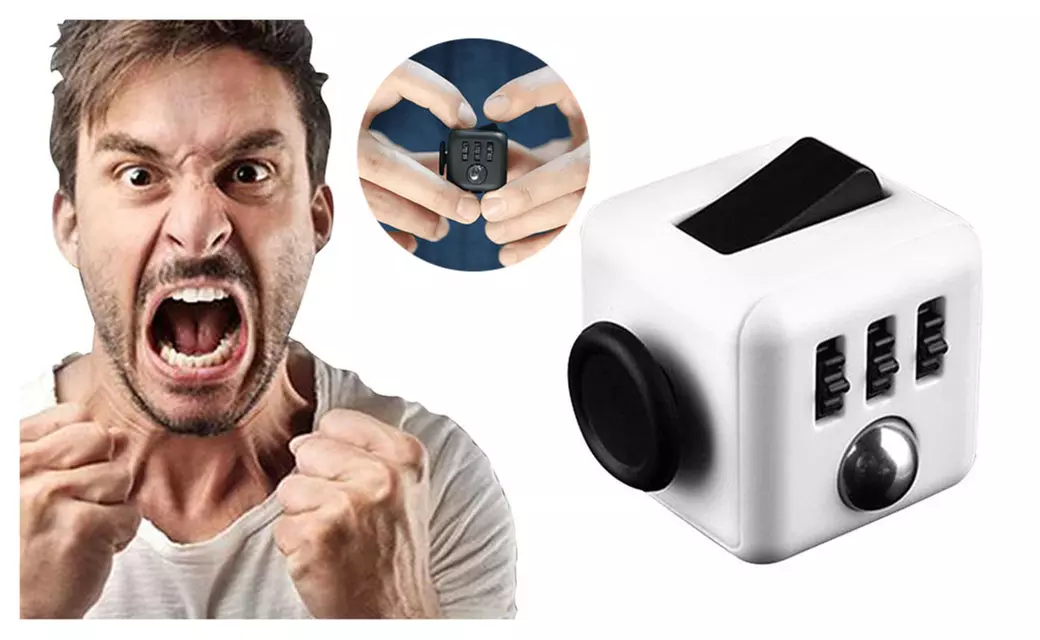 Fidget Cube Stress Anxiety Relief Attention Focus Toy, 2 packs w/ case - Primary Image
