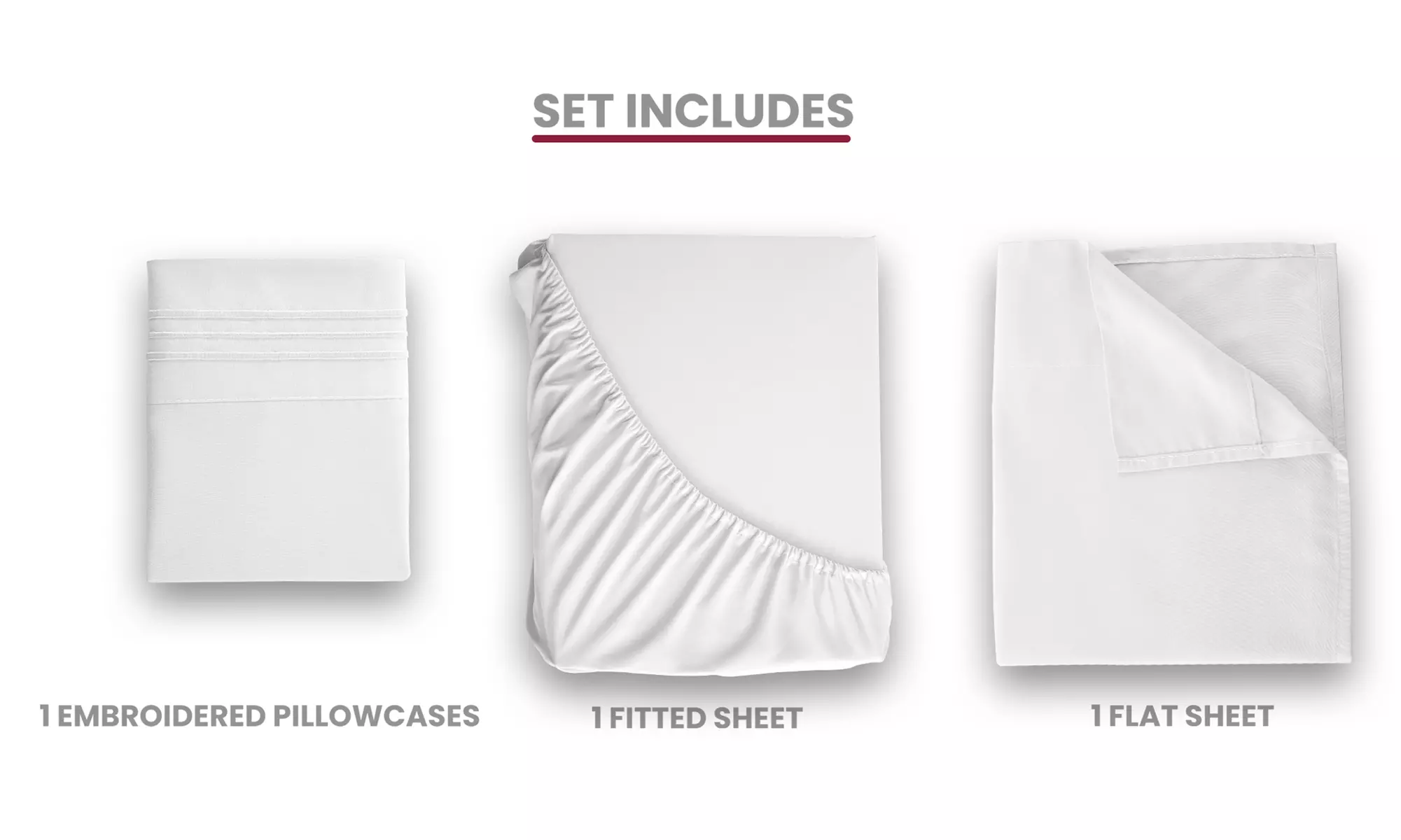 Lux Decor 4Pc Deep Pocket Sheet Set With Embroidered Pillowcases & Giftable Bag