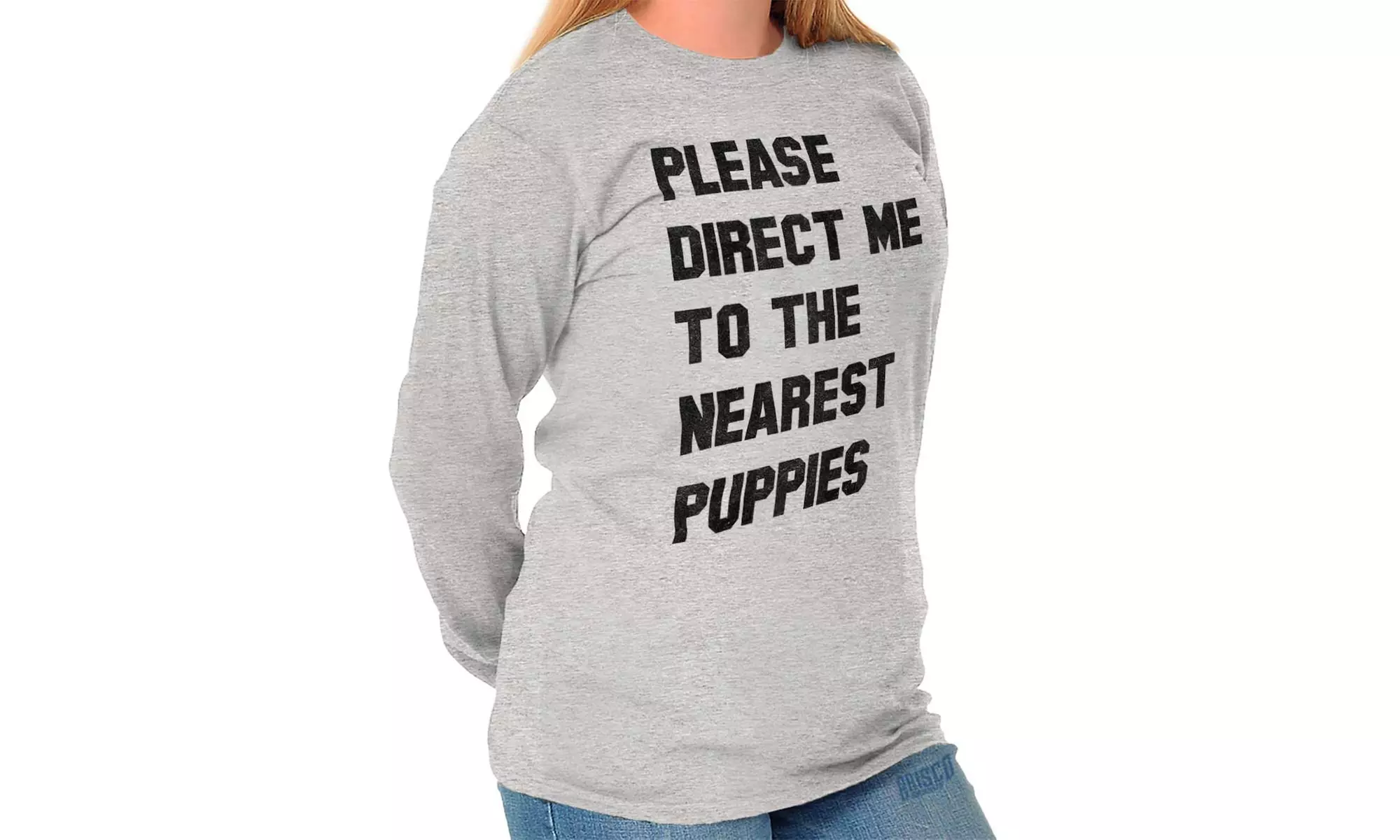 Funny Please Direct Me To Nearest Puppies Long Sleeve Tee - Primary Image