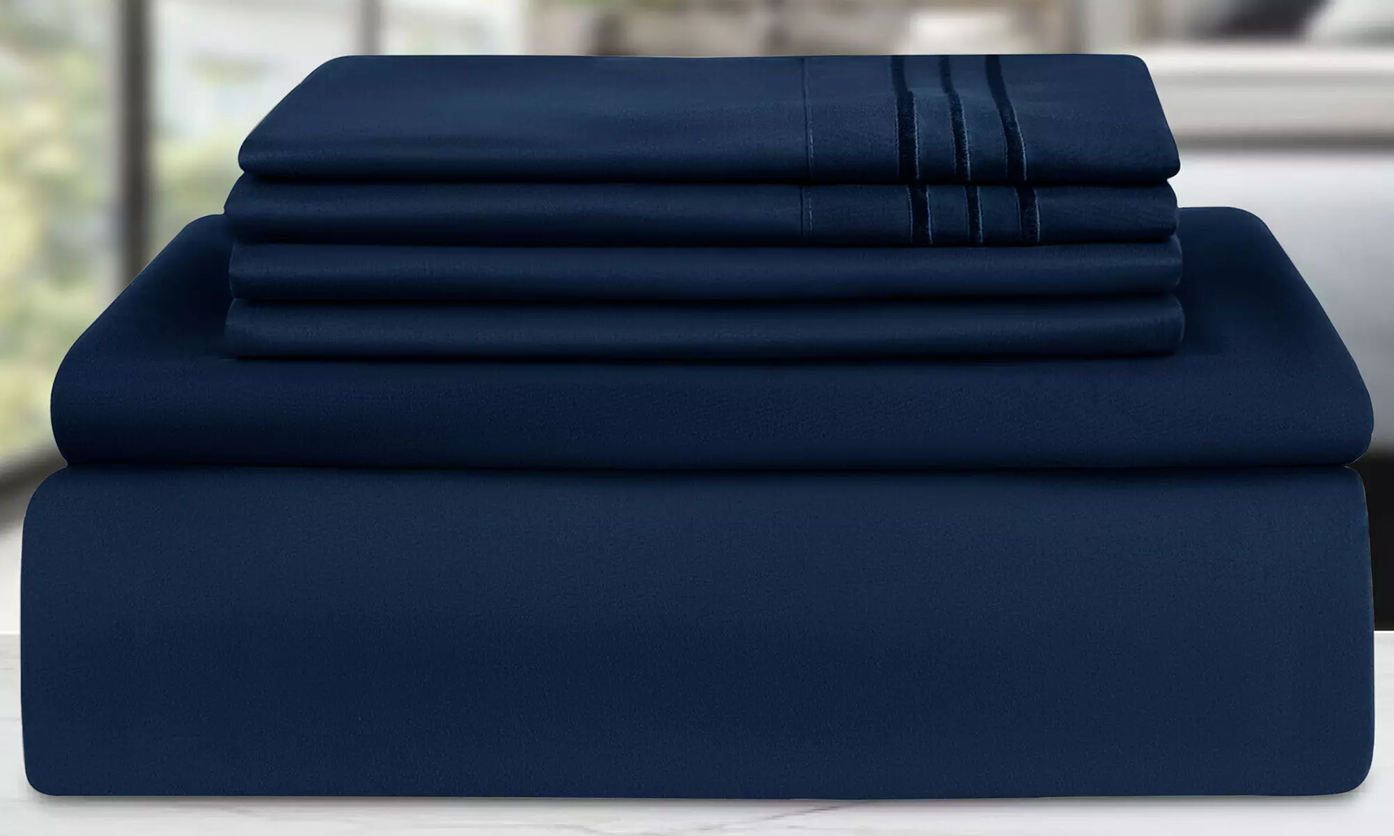 Lux Decor 6pc Premium Soft Microfiber Bed Sheet Set with Pillowcases