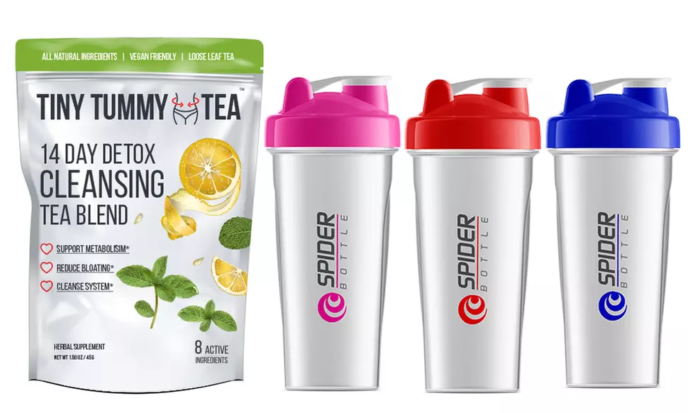 Tiny Tummy Tea Detox Blend with Spider Maxi Shaker Bottle - Primary Image
