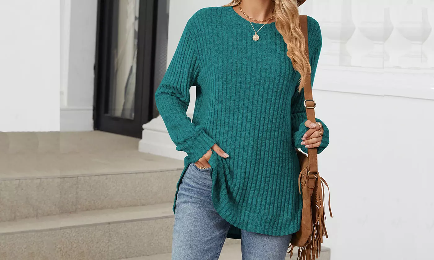 Women Fall Wintetr Casual Long Sleeve Tunic Sweaters Pullover Knit Jumper Tops