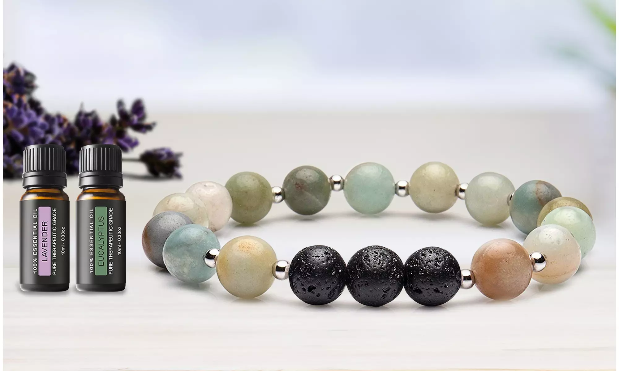 Lava Stone Turquoise-tone Diffuser Bracelet