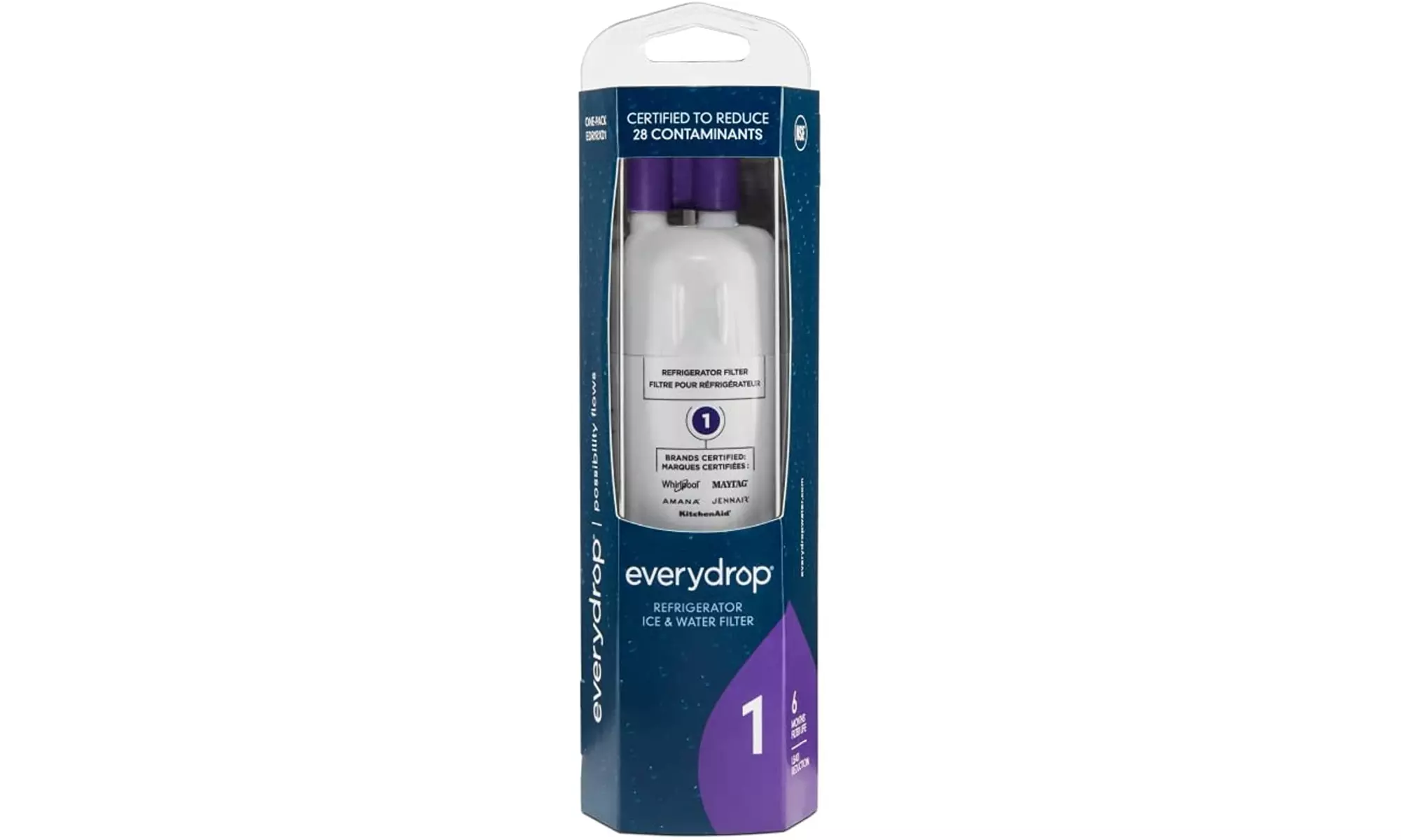 Everydrop by Whirlpool Ice and Water Refrigerator Filter 1, Single-Pack , Purple - Primary Image
