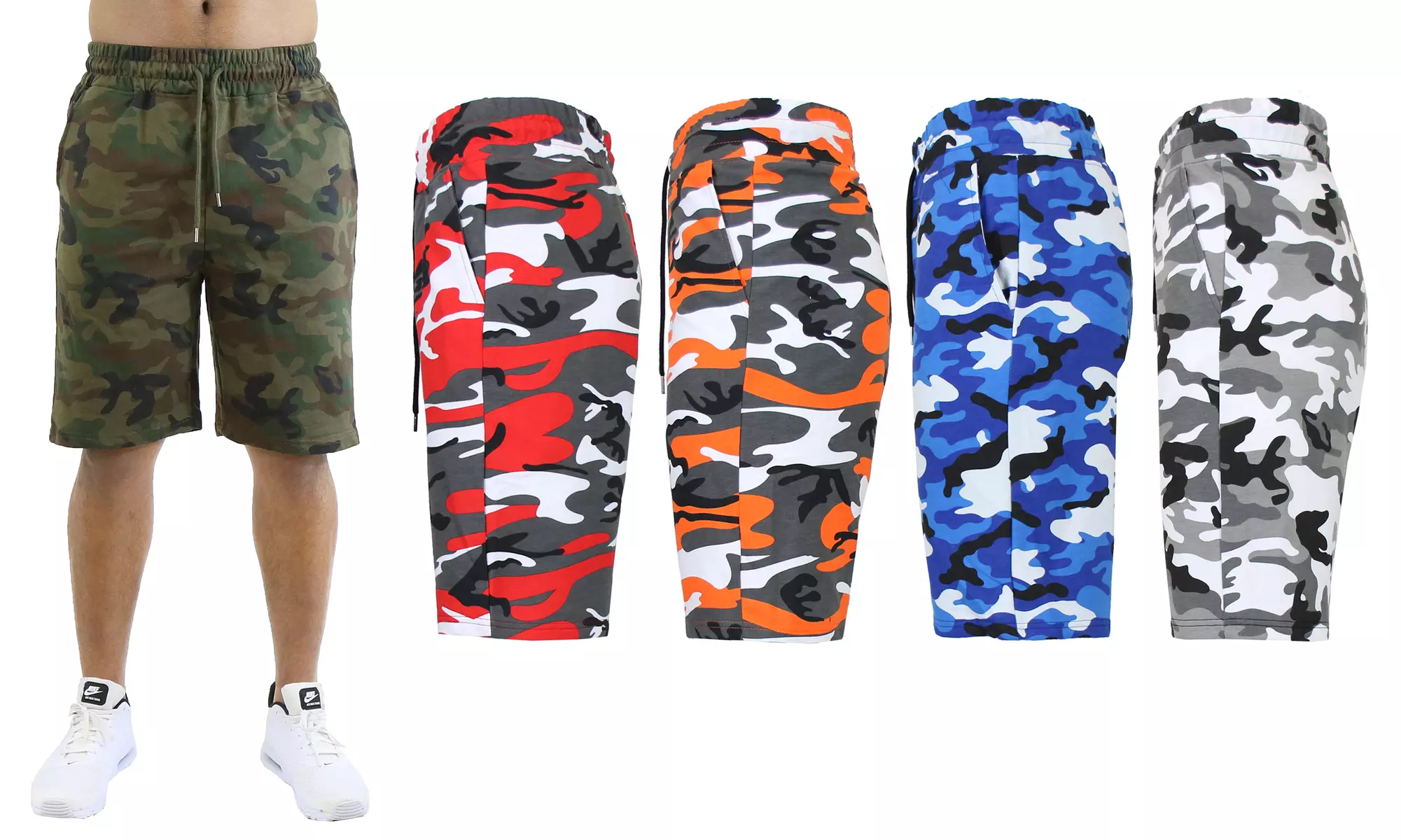 Men's French Terry Camo Printed Lounge Shorts (Sizes, S-2XL) - Primary Image