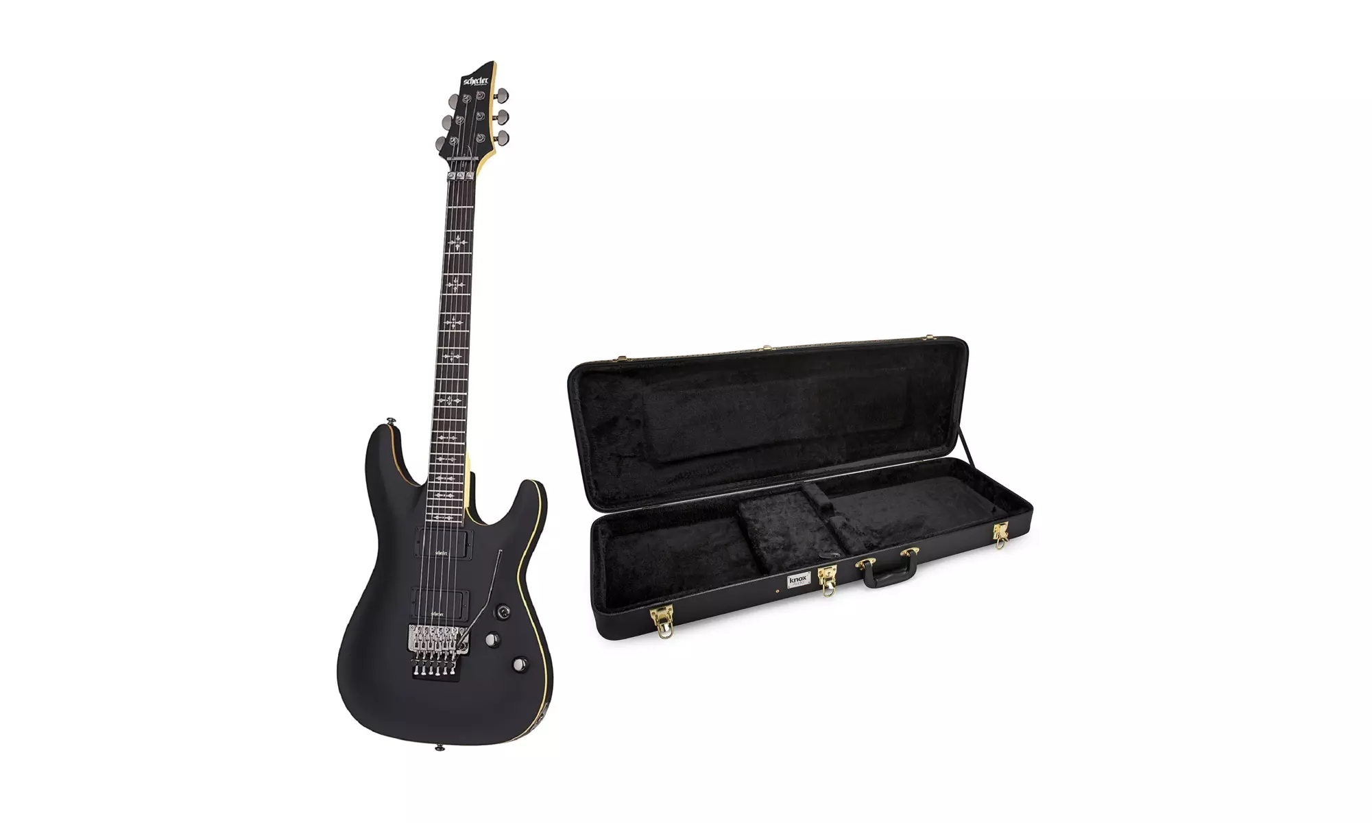 Schecter Demon-6 FR Electric Guitar in Aged Black Satin with Hard Shell Case - Primary Image