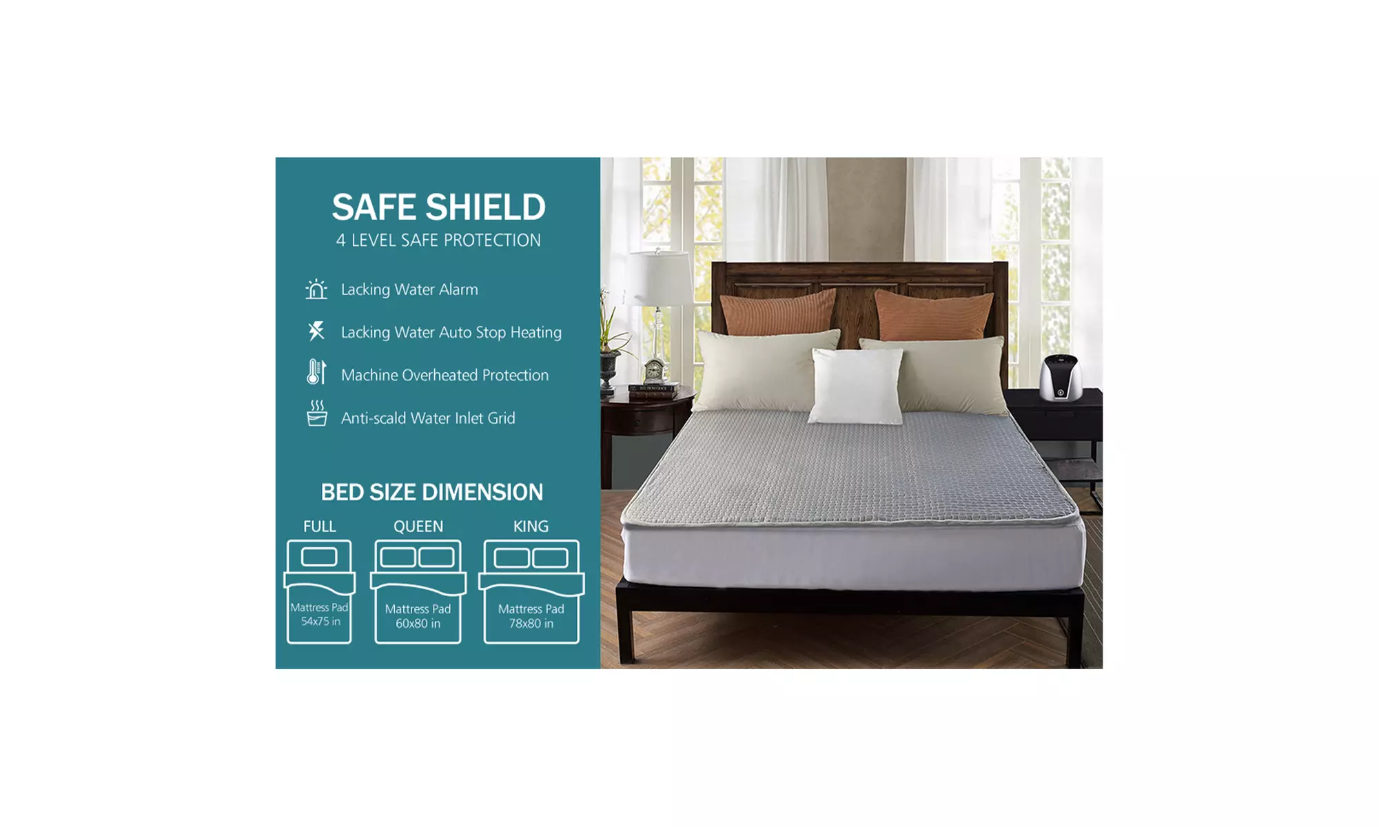 MerryHome Water Heated Mattress Pad,Mattress Topper Safe And Radiation-Free