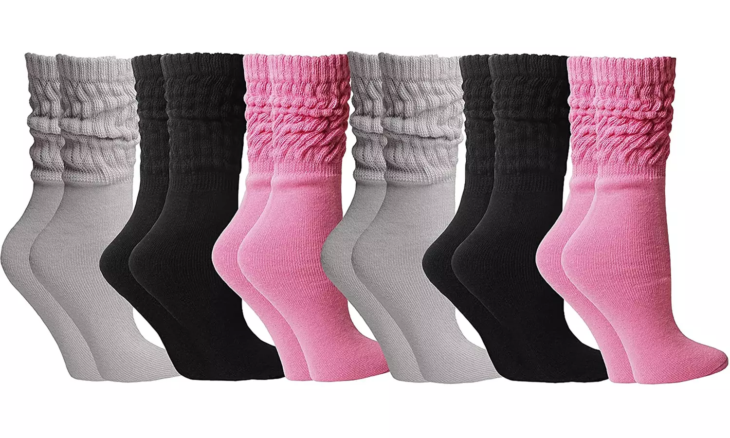 6 Pairs of Womens Slouch Socks, Scrunchie Boot Sock Colorful