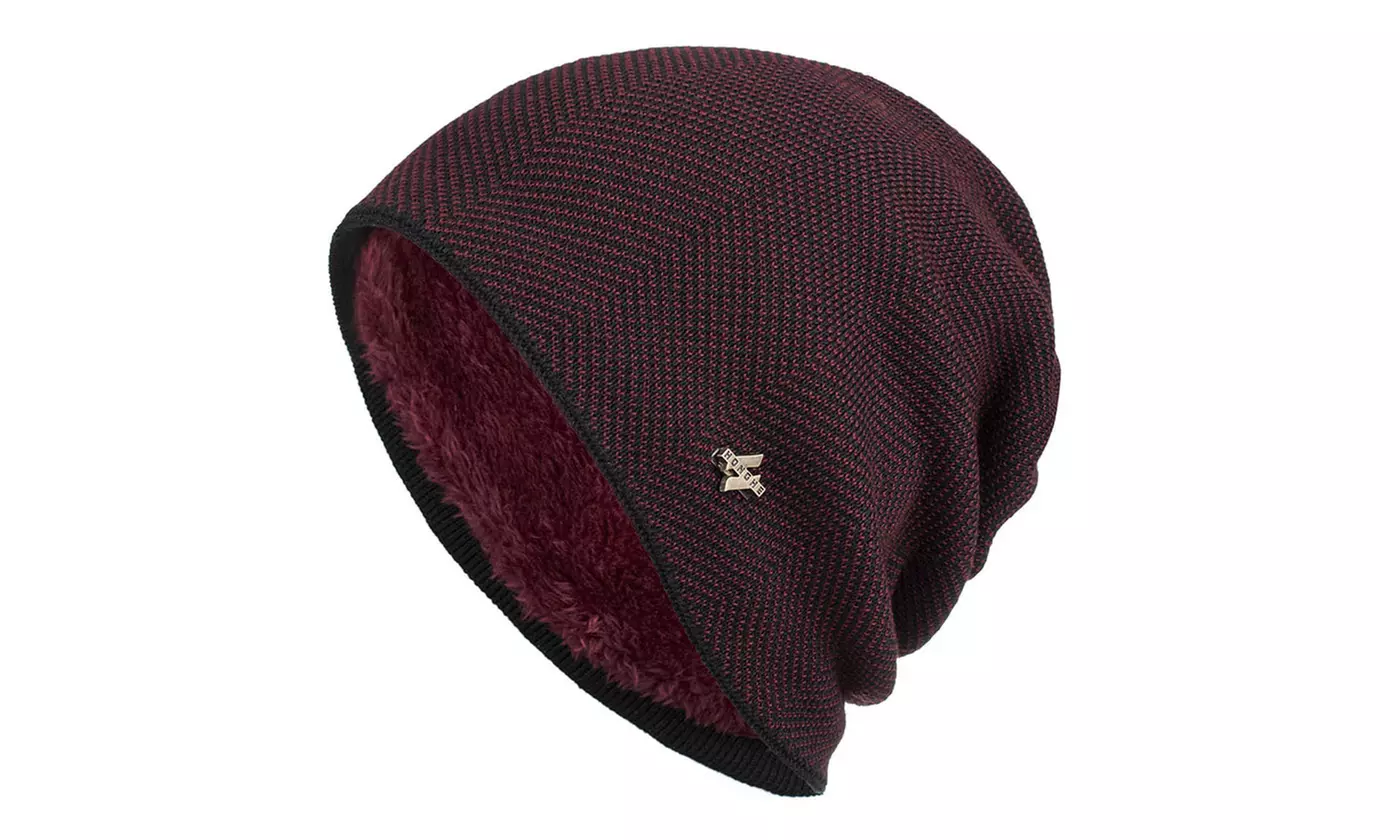 Mens Winter Knitting Plush Head Warmer Cap Hats