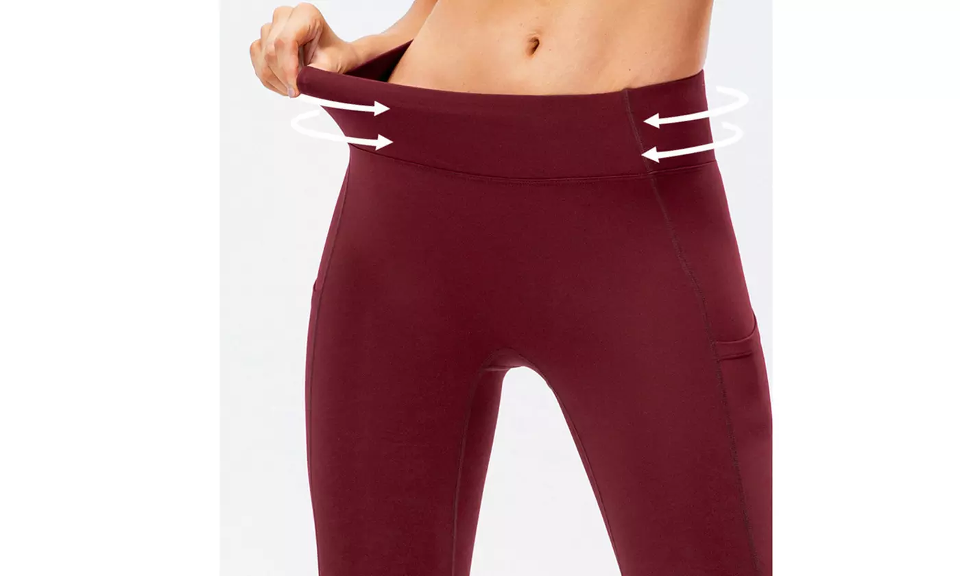 LESIES Women's Active Fleece Lined Leggings with Phone Pocket S-2x