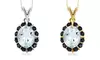 Jewelonfire 1.66 CT Aqua & Black Dia Pendant in SS 24662