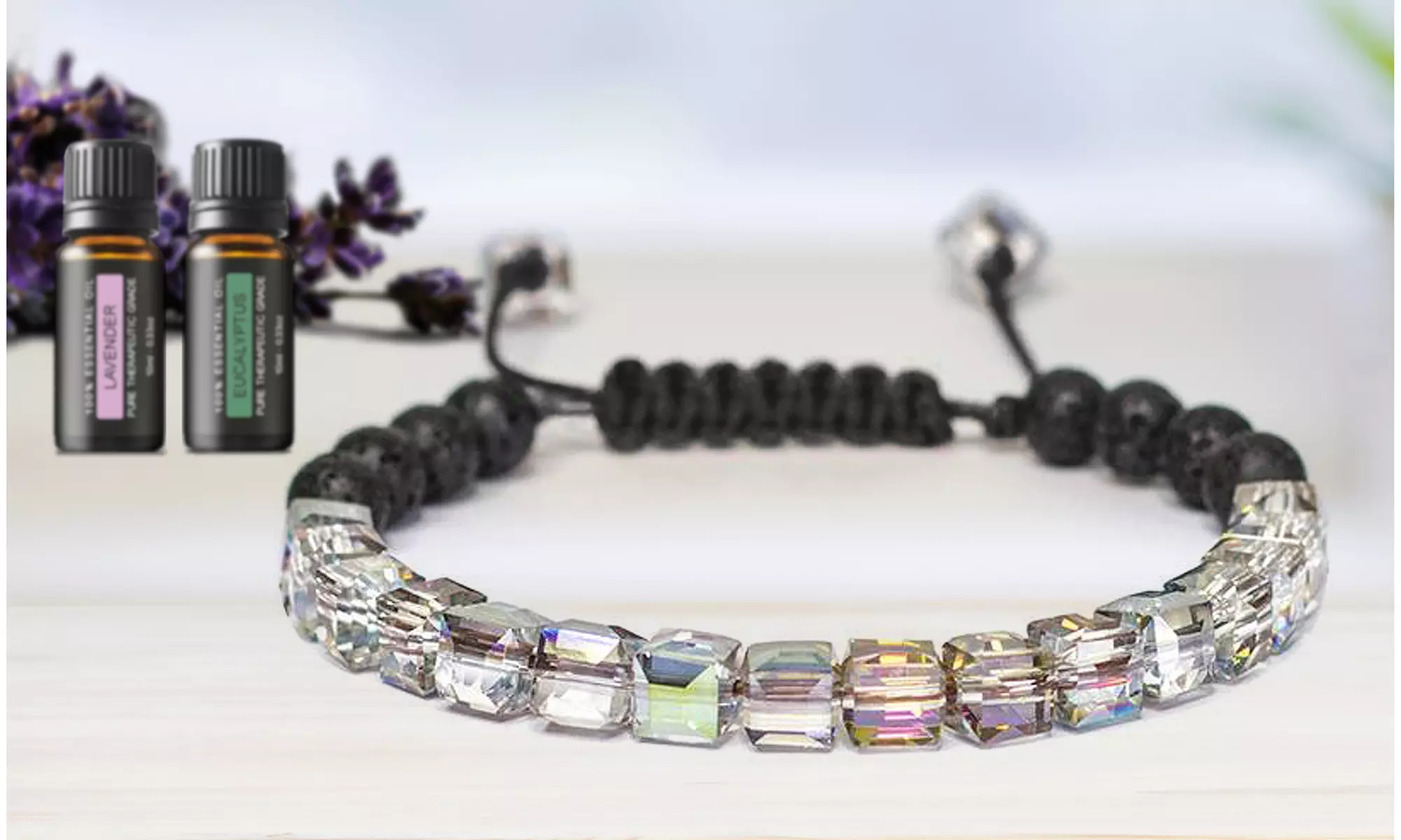 Lava Stone Glass Diffuser Bracelet with Optional Essential Oils