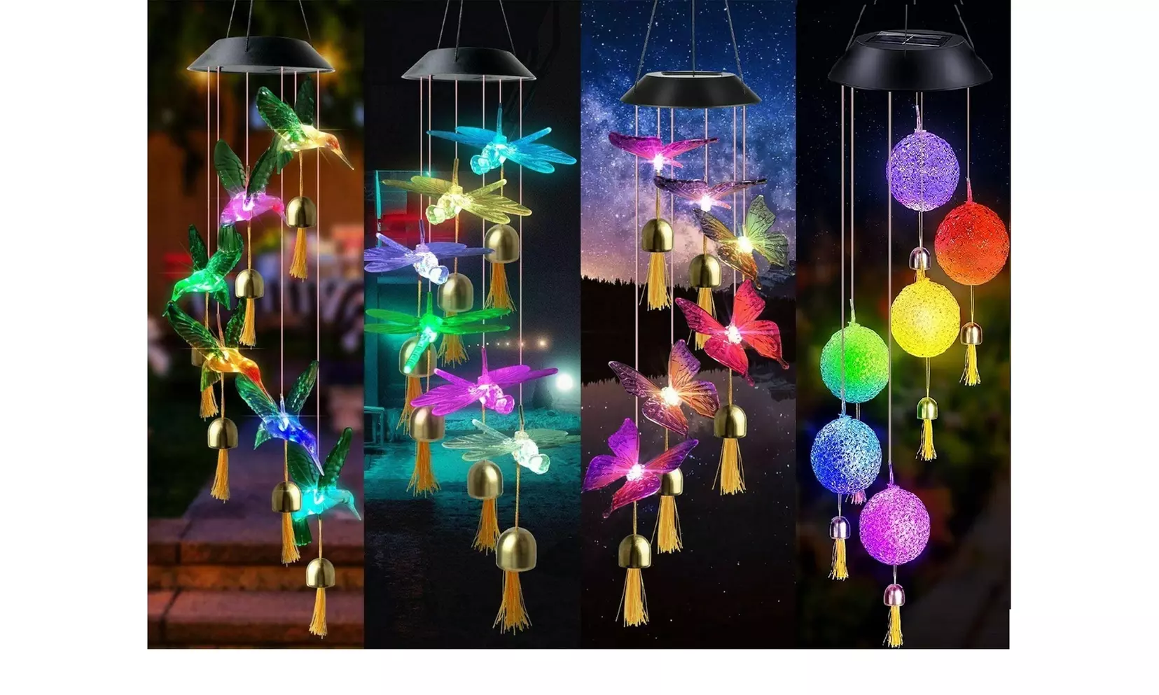 Large LED Solar Wind Chime Lights Color-Changing Outdoor Hanging Decor Bells