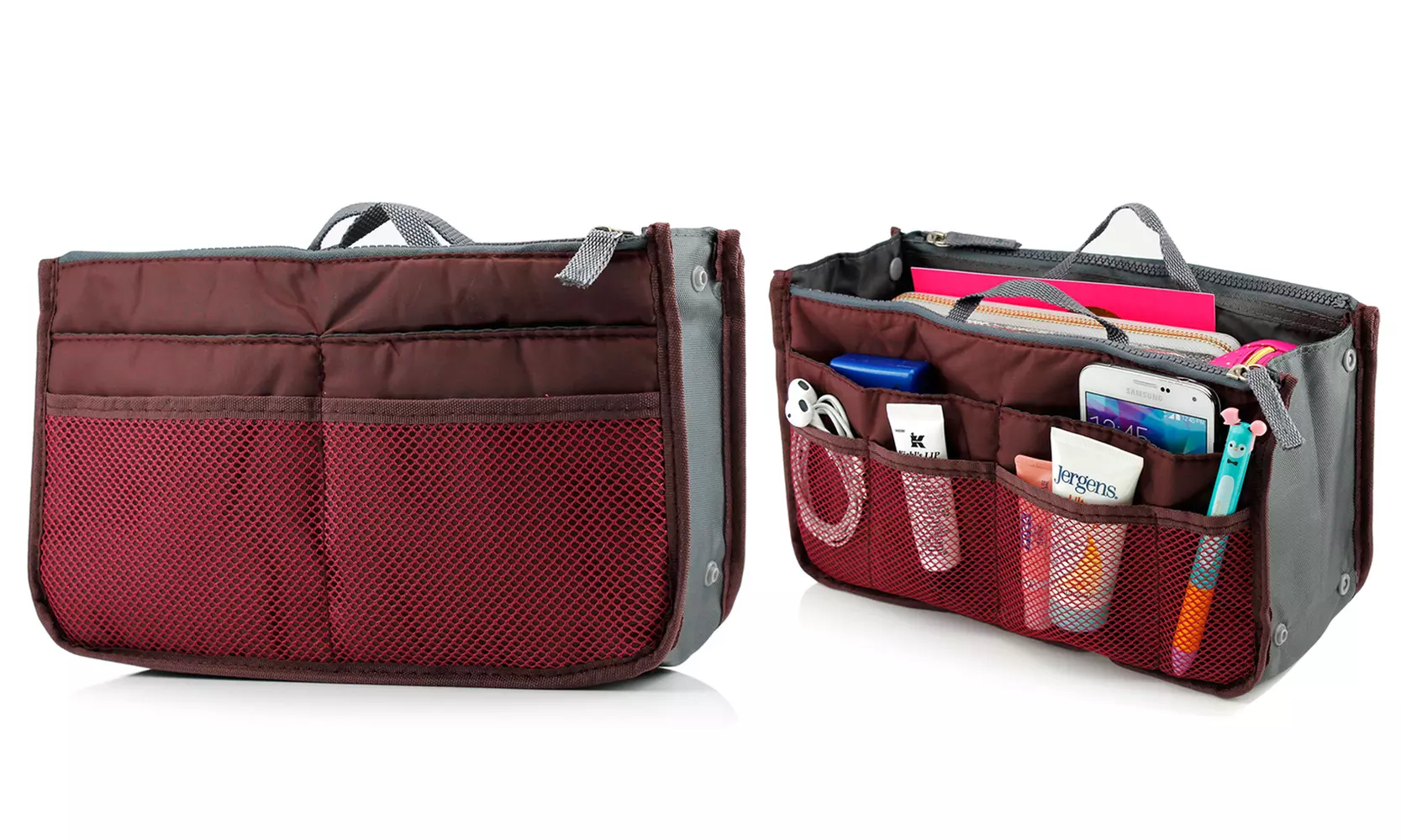 2-Pack:Women's Travel Tote Handbag / Purse Insert Cosmetic Organizer