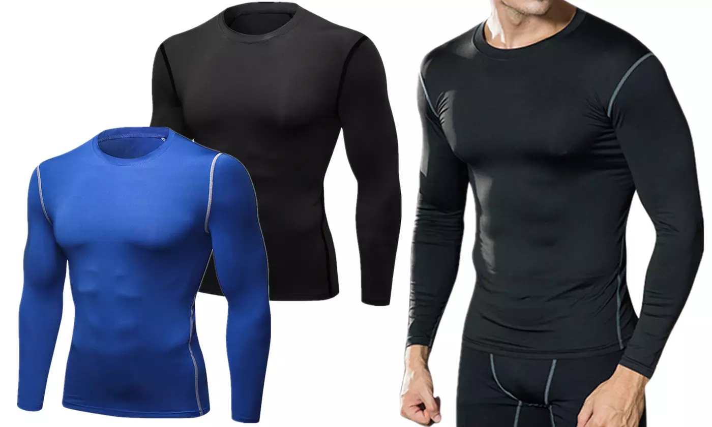 Men's Thermal Long Sleeve Compression Shirts Athletic Base Layer Top - Primary Image