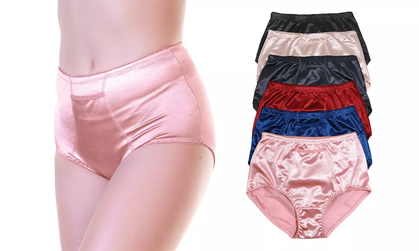 Angelina Women's Classic High-Waist Satin Briefs  (6-Pack)