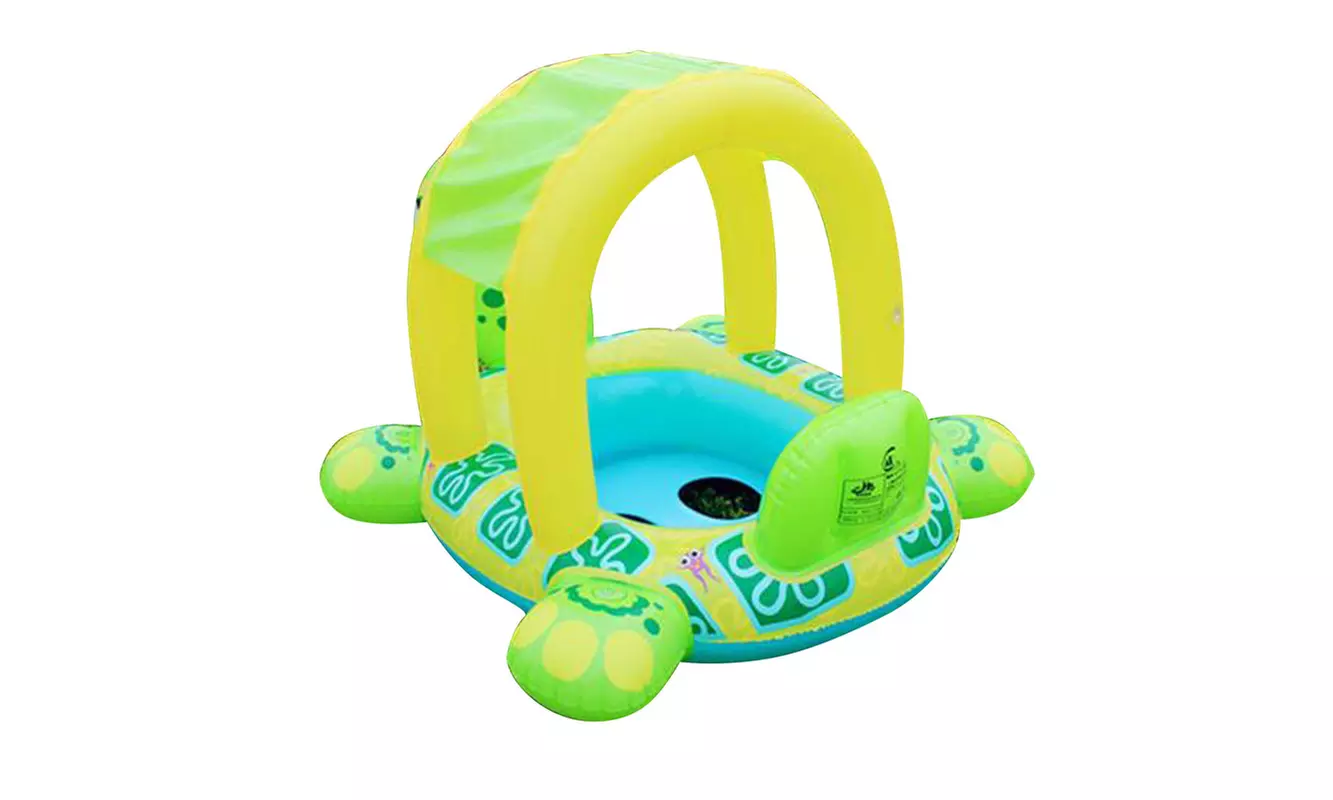 Inflatable Turtle Pool Float with Sun Shade for Kids - Second Medium