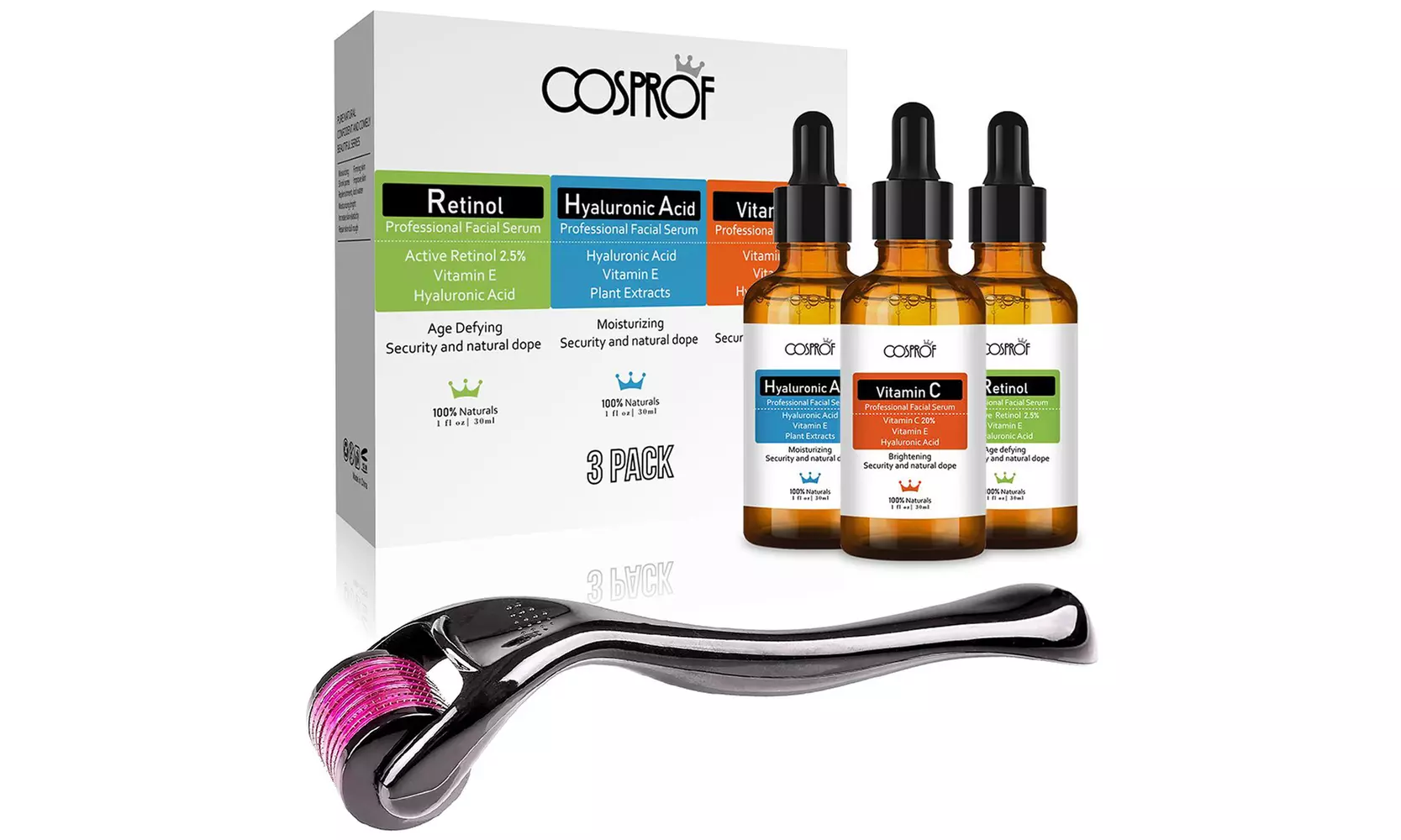Anti Aging Serum Retinol Serum Derma Roller with Hyaluronic Acid Serum Kit