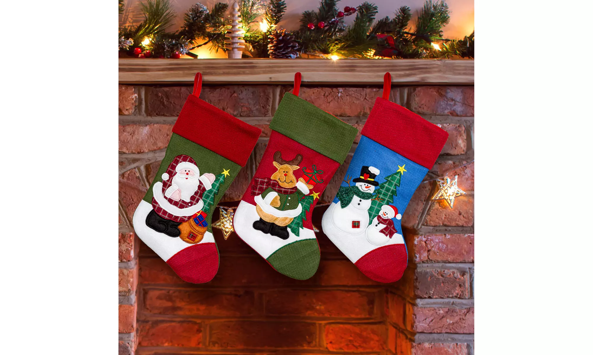 3 Piece Christmas Stockings - Quilted