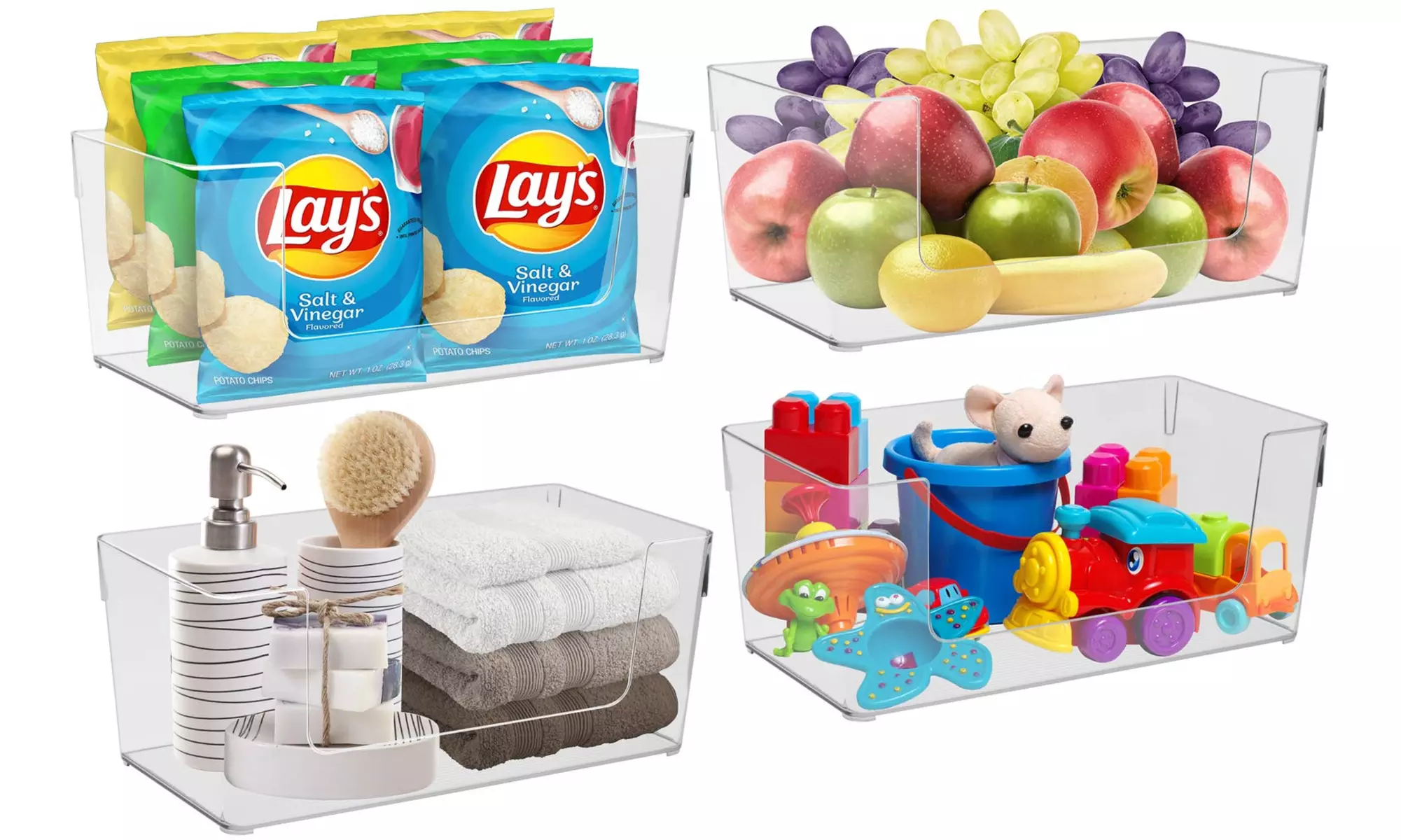 Wide Rectangular Open Bin Container - Box Storage Organizer for Foods/Supplies - Primary Image