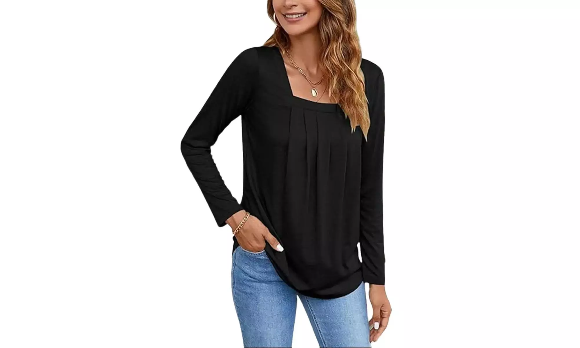 Womens Cute Long Sleeve Tops Loose Fit Causal U Neck Longsleeve Soft