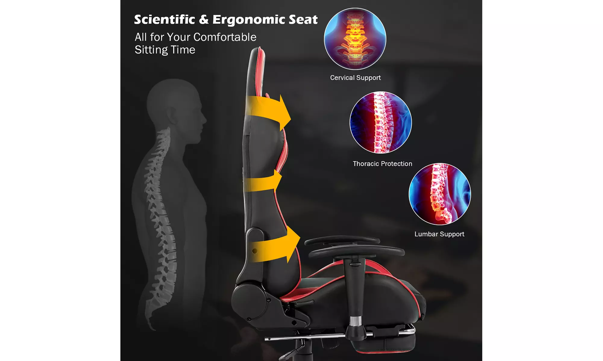 Goplus Massage Gaming Chair Reclining Swivel Racing Office Chair with Footrest
