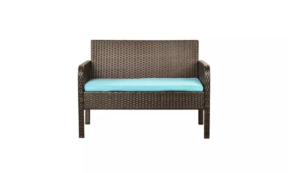 U Style 4 Piece Rattan Sofa Seating Group with Cushions - Second Medium