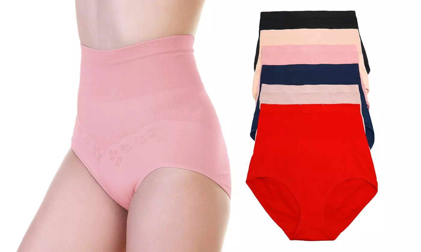 Angelina Women's Seamless Cotton High-Waist Light-Control Panties (6-Pack)