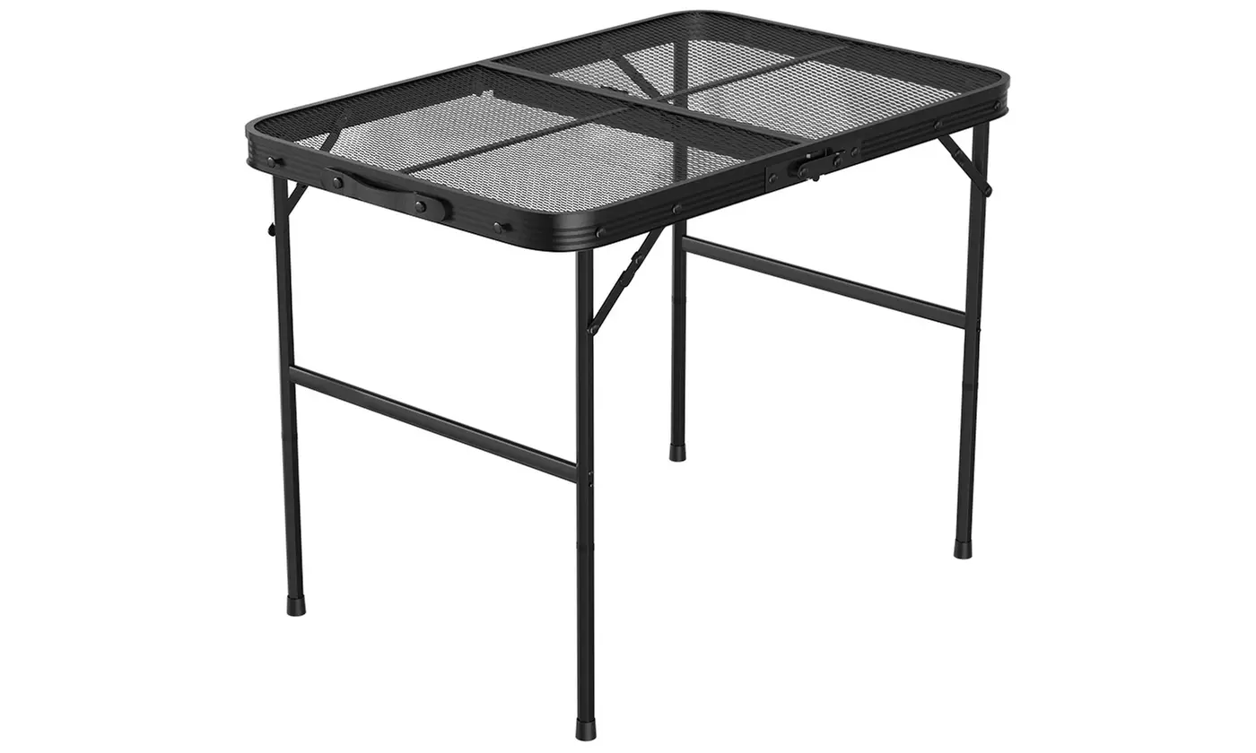  LakeForest Portable Aluminum Folding Camping Table and Grill Stand