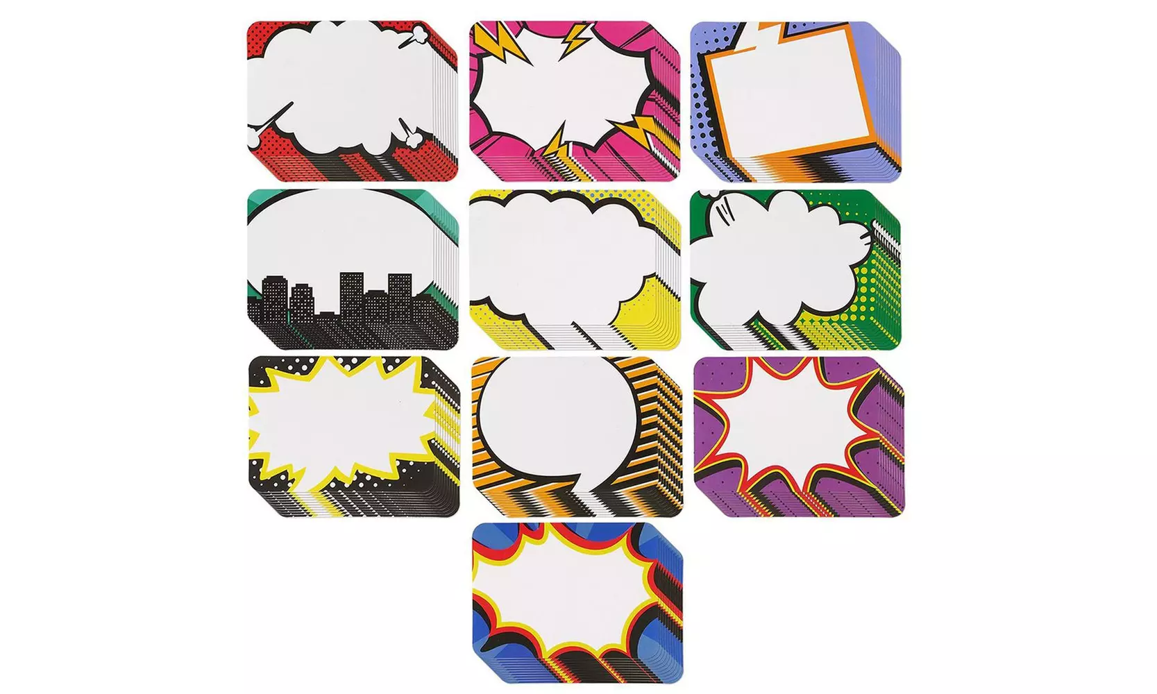 Name Tags - 100-Count Superhero Name Tags, Assorted Pop-Art Name Label Sticker - Primary Image