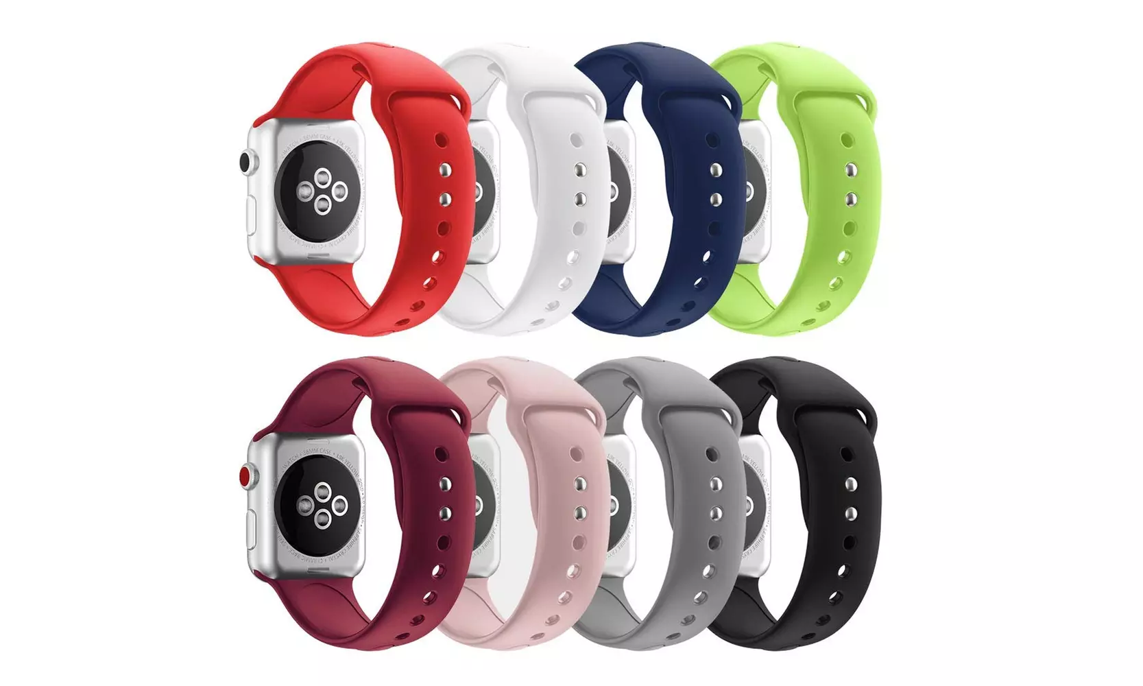 Silicone Sport Loop Strap Replacement Band for Apple iWatch Series 2,3,4,5,6,7,8 - Primary Image