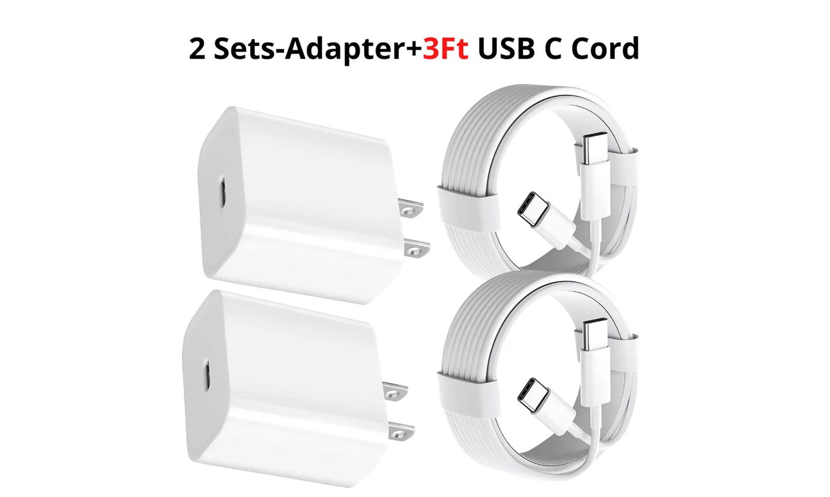 20W USB C Fast Charger PD USB C To C Type C Power Adapter And Cables Combo Pack