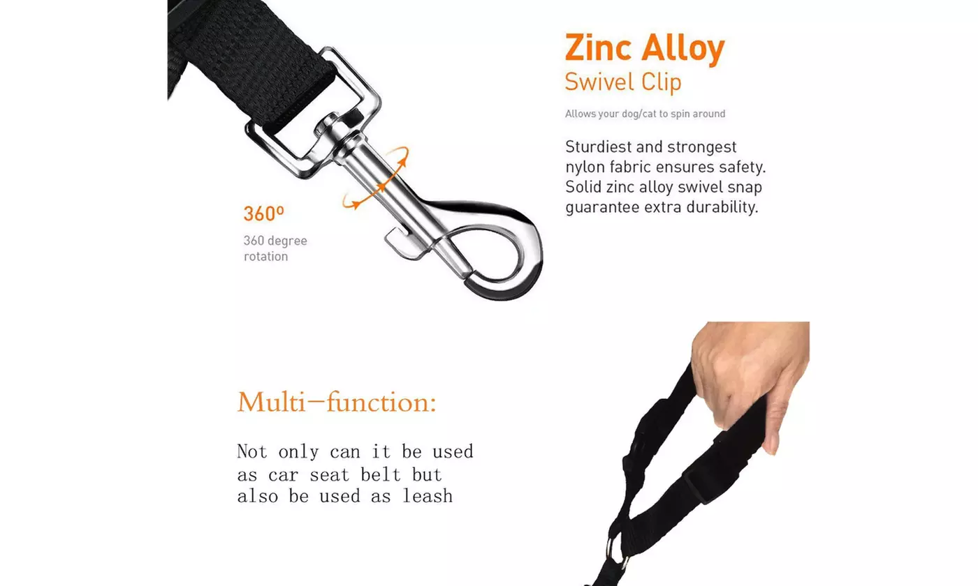 2-Pack Adjustable Pet Dog Cat Safety Leads Car Seat Belt Harness Seatbelt