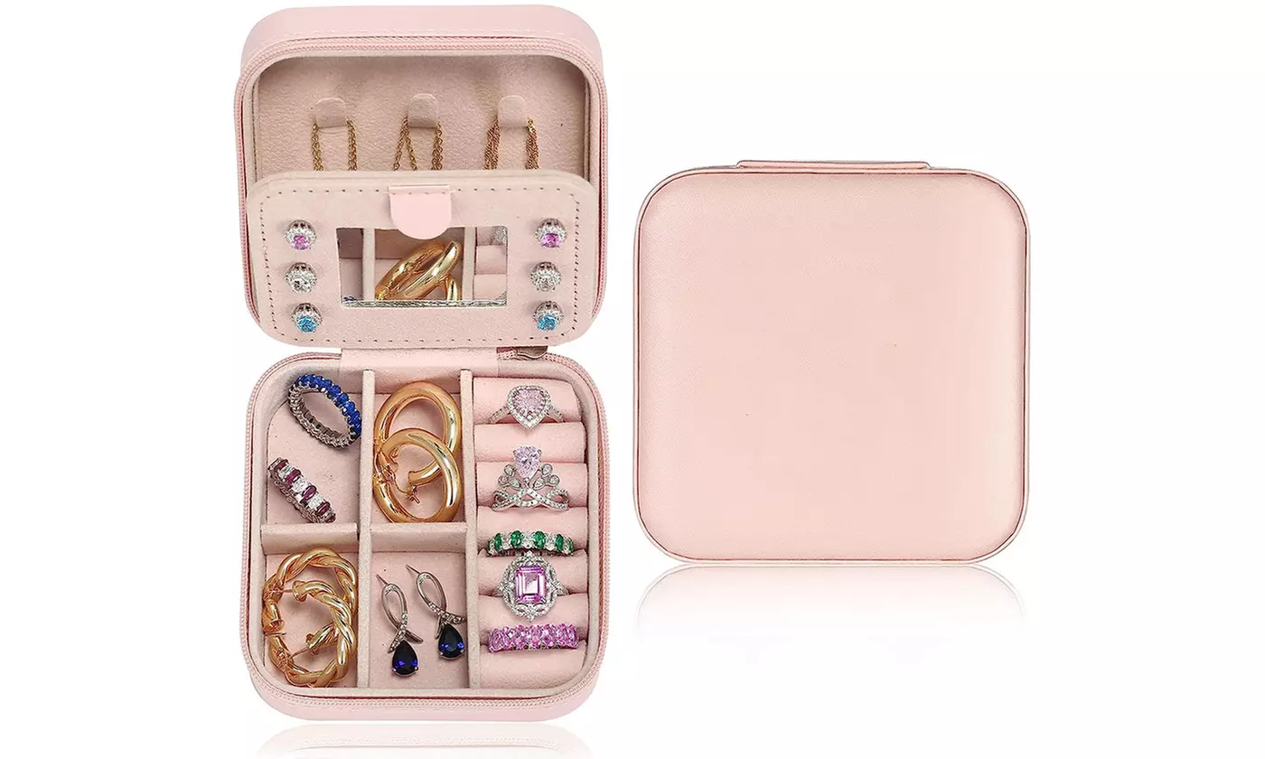 Stylish Travel Companion: Jewelry Box with Mirror - Ideal Gift for Girls & Women - Primary Image