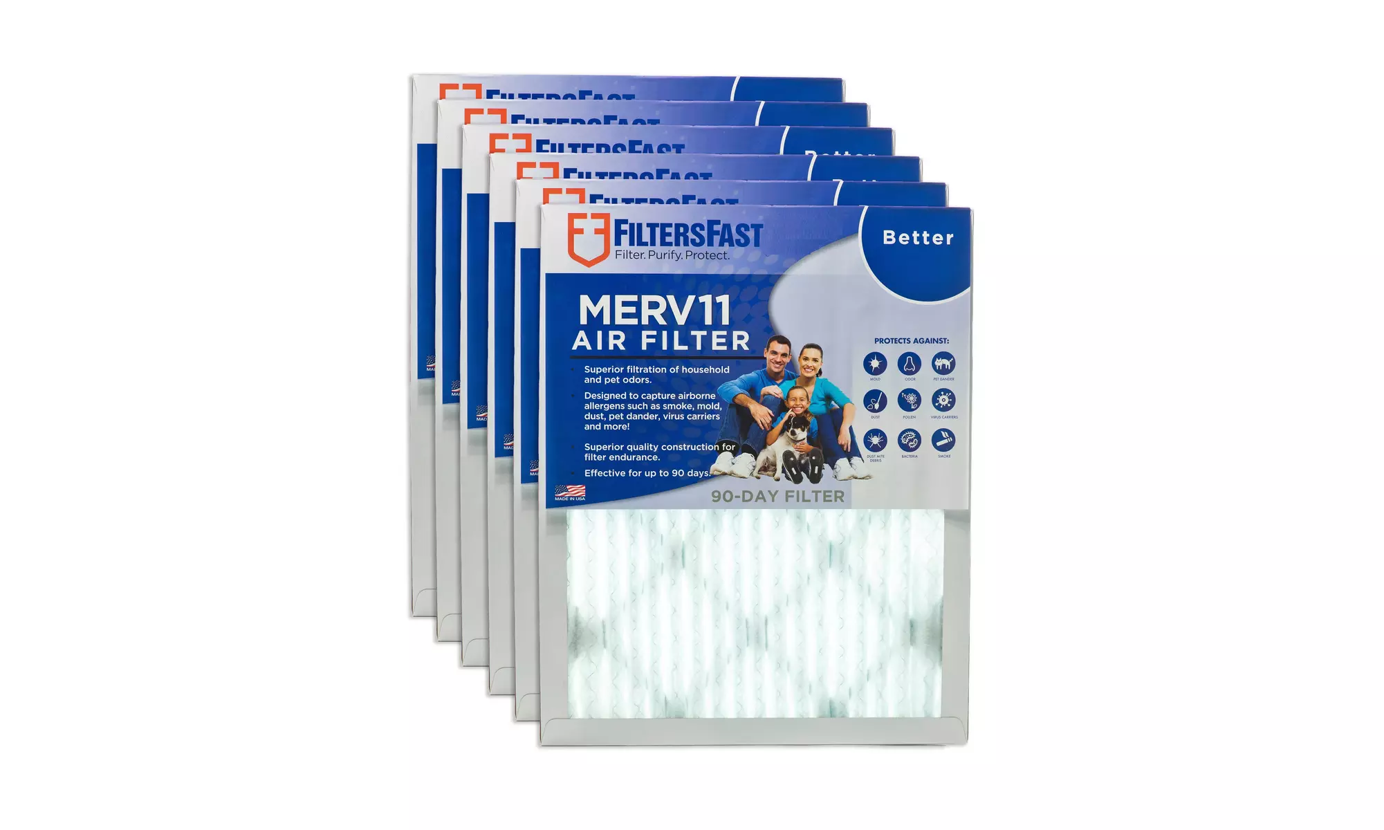 Allergen and Mold Capturing Home Air and Furnace Filter (6-Pack) MERV 11 - Primary Image
