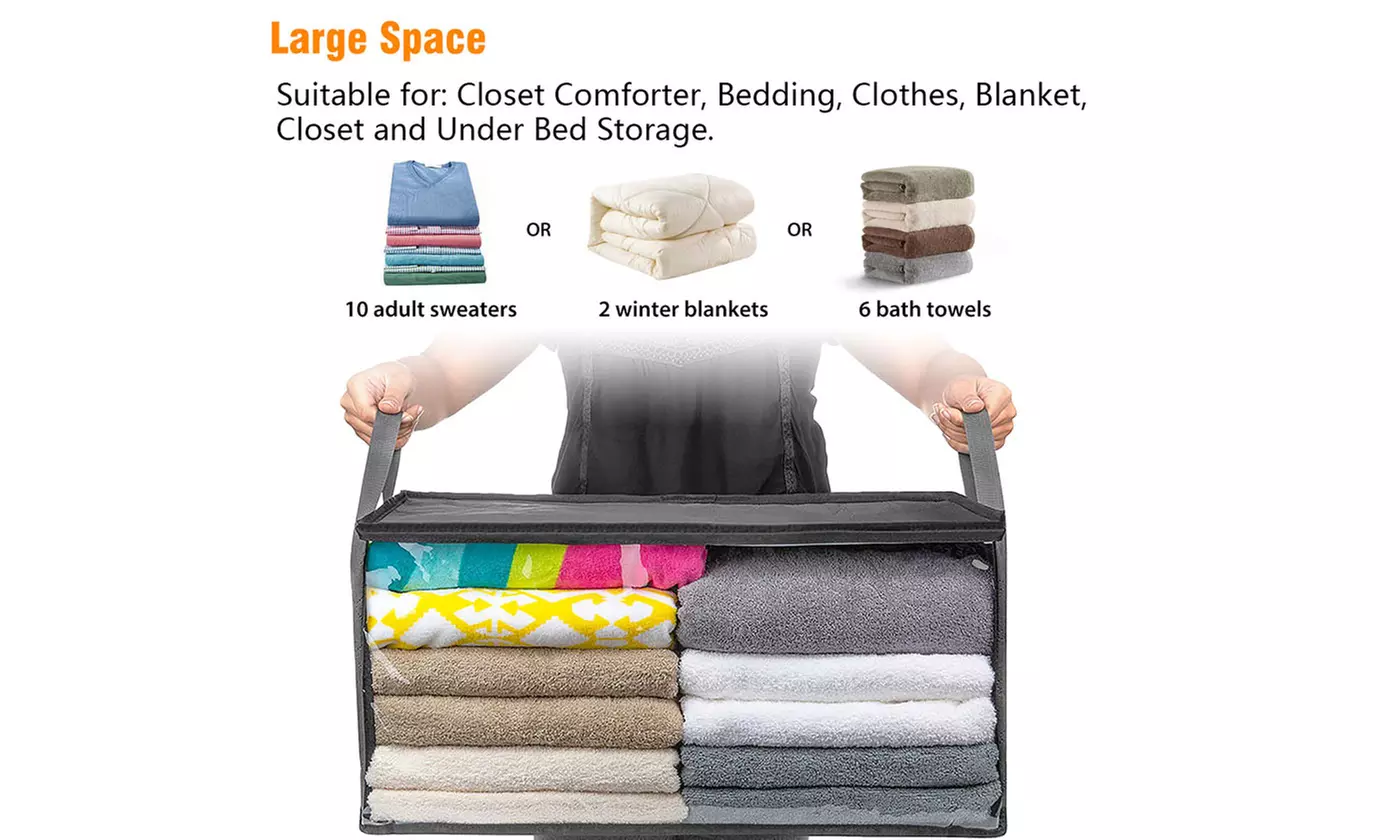 Closet Storage Bags Organizers Storage Bags with Handle Foldable (1 or 3 Pack)