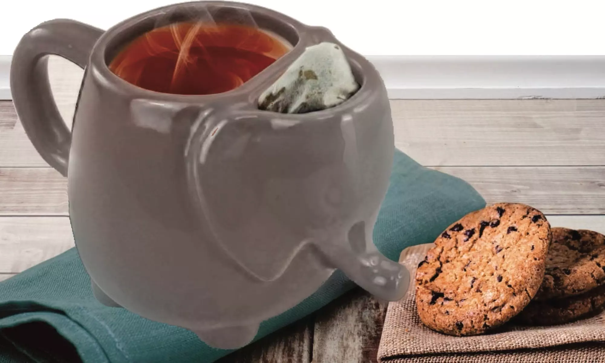 Elephant tea Mug With Tea Bag Holder - Primary Image