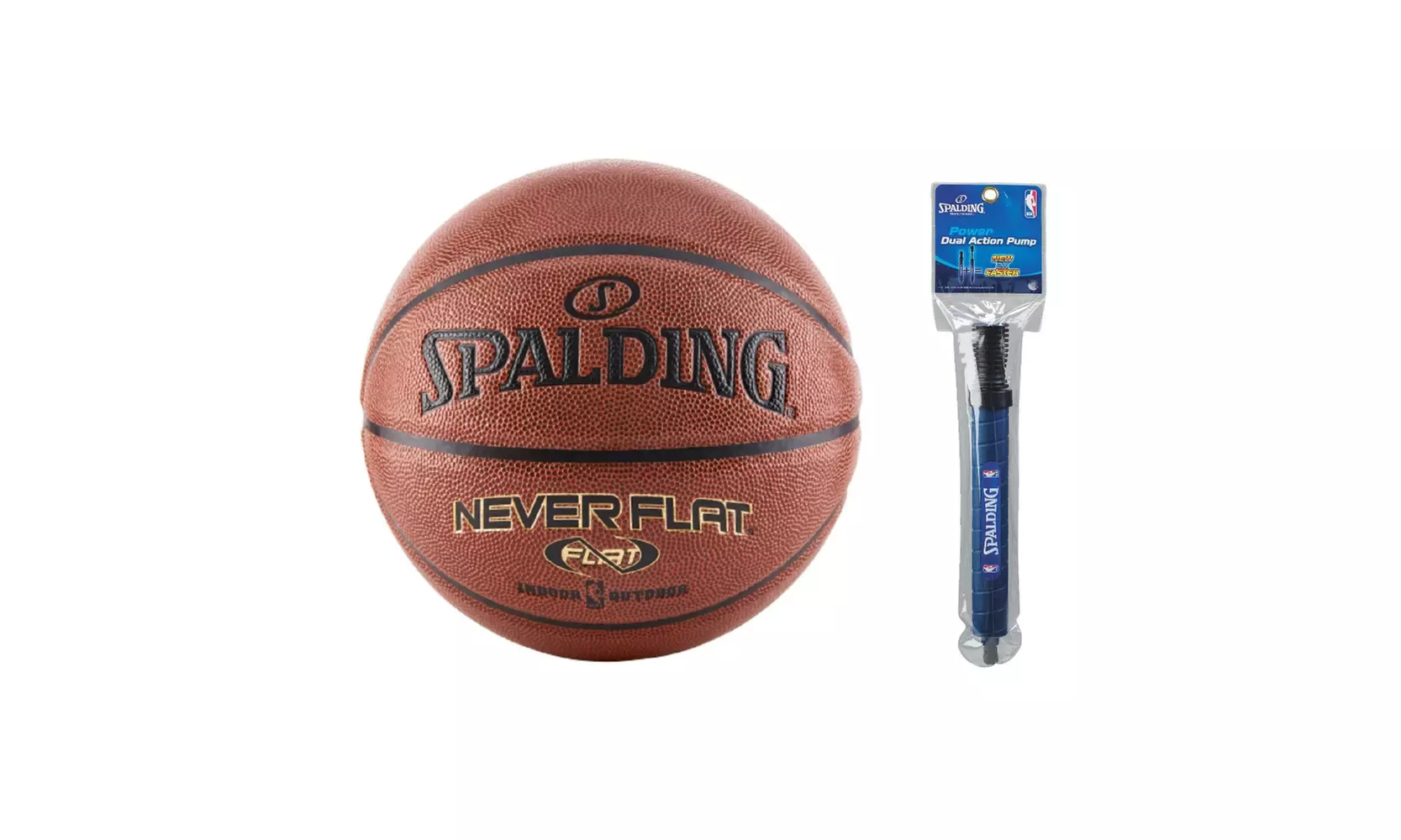 Spalding NBA Neverflat Premium Indoor/Outdoor Basketball (29.5in.),Pump (12in.) - Second Medium