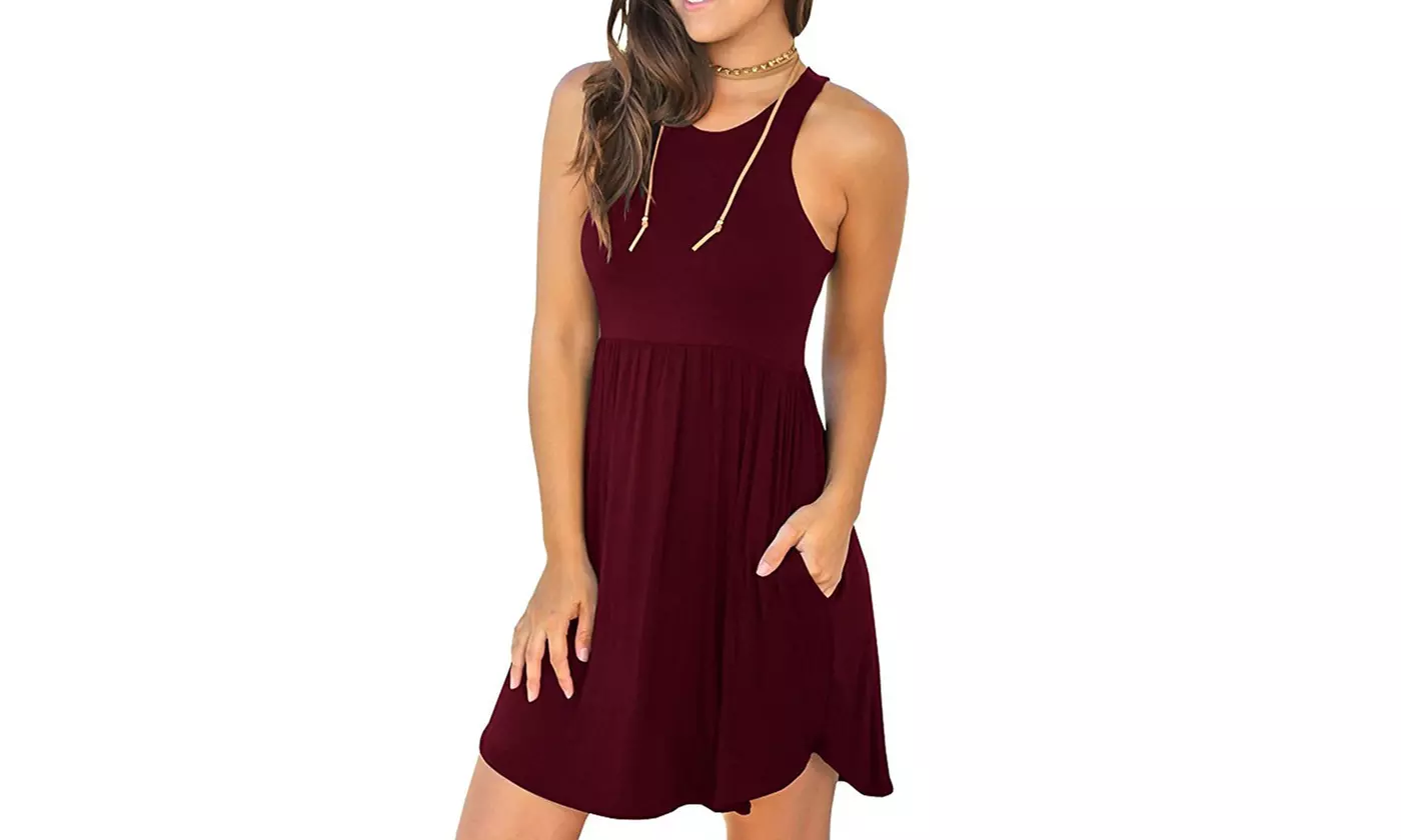 Bohuma Women's Summer Pockets Dresses Casual Sundresses Sleeveless Tank Dress