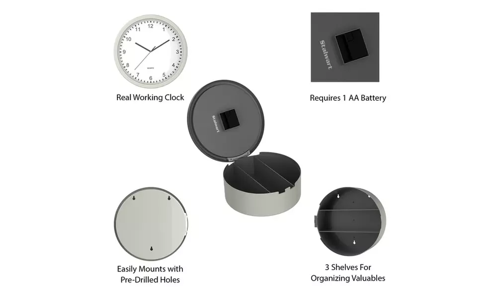 Wall Clock with Hidden Safe - 10 Inches - Second Medium
