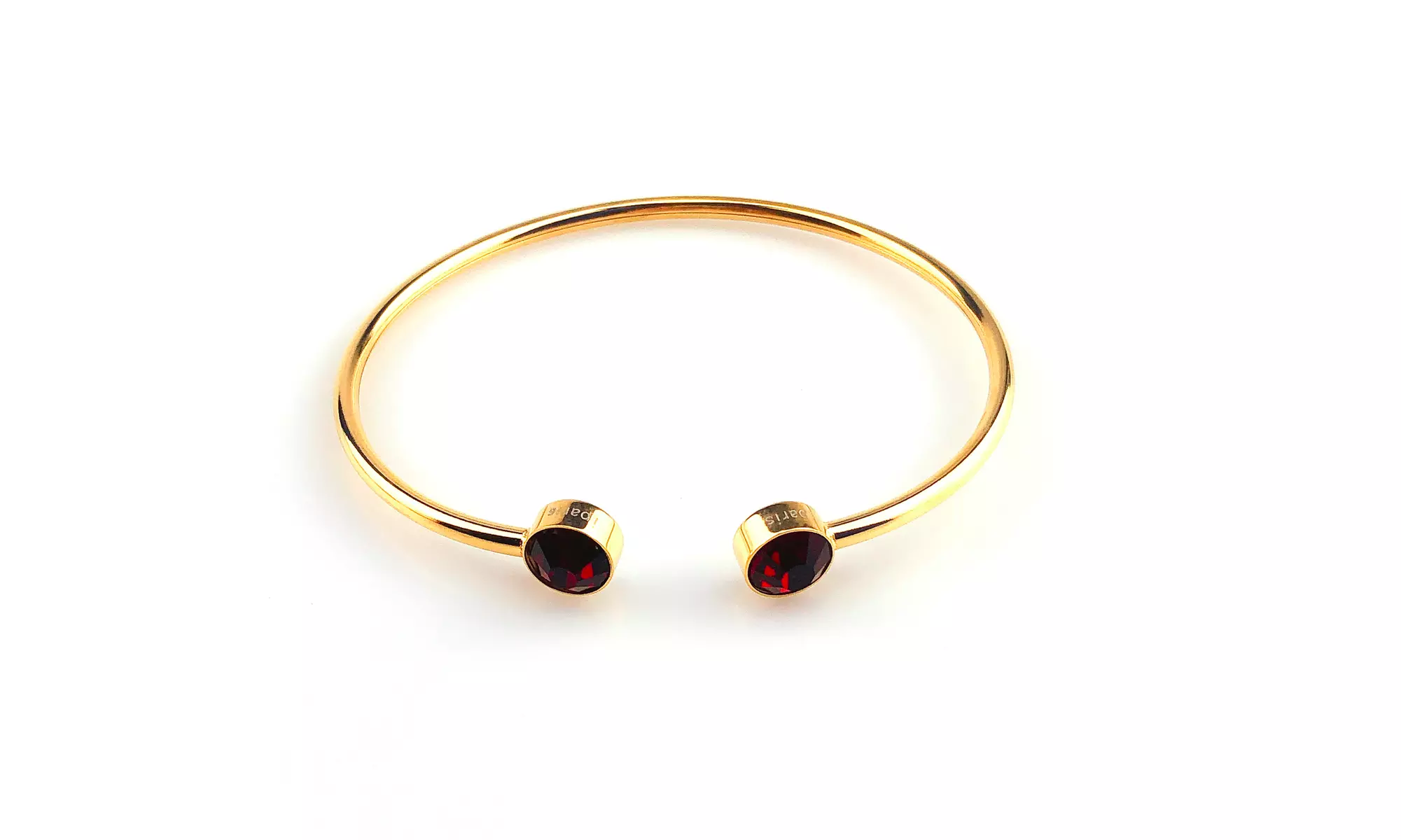 yellow gold plated silver 3Ct Round Garnet Stackable Bangle Bracelet In 24k Gold - Image 5