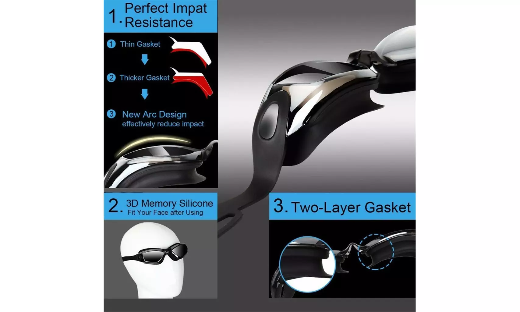 N.York Swimming Cap Waterproof Silicone Swim Pool Hat For Adult Men Women Kids - Second Medium