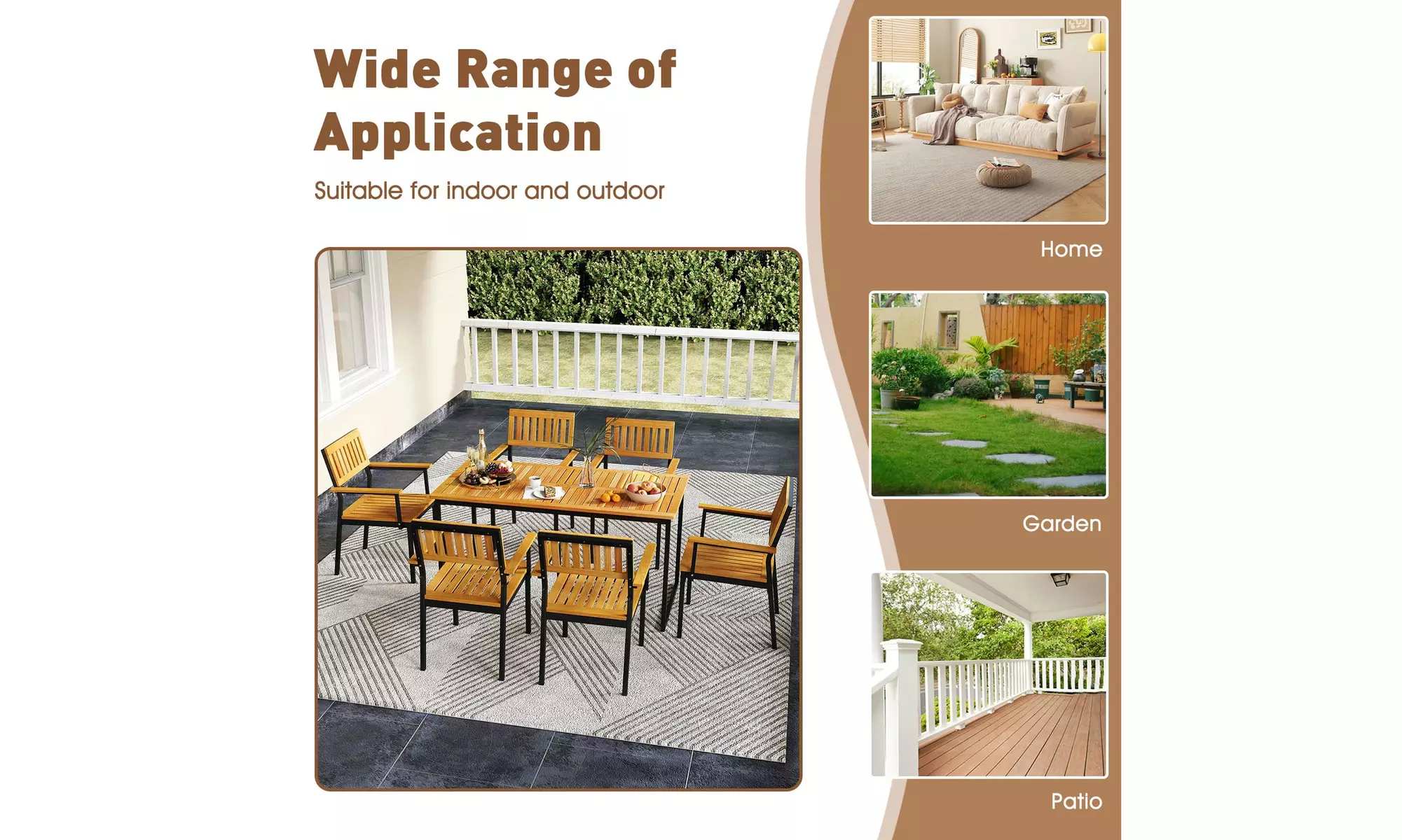 Costway 55" Acacia Wood Rectangular Dining Table
