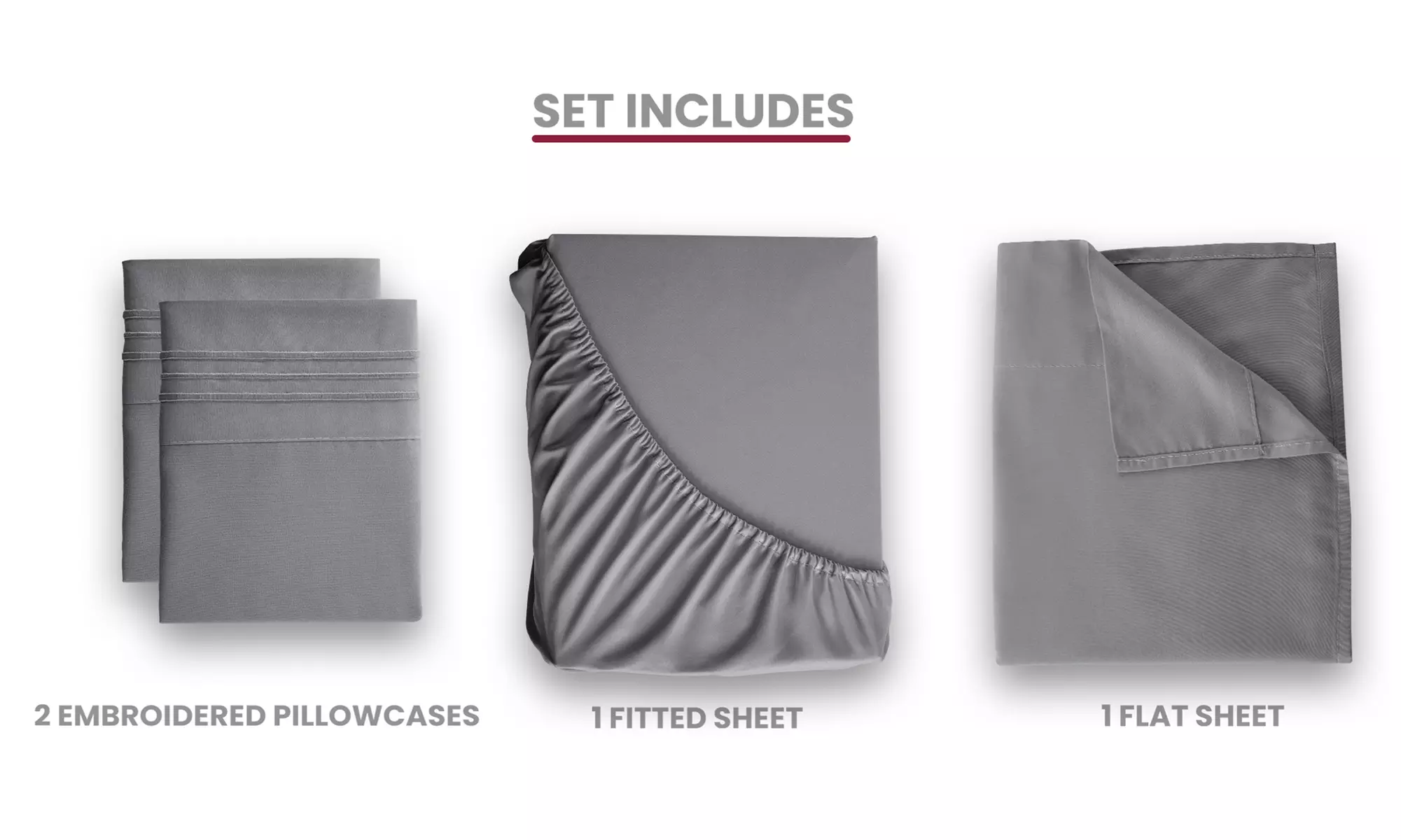 Lux Decor 4Pc Deep Pocket Sheet Set With Embroidered Pillowcases & Giftable Bag