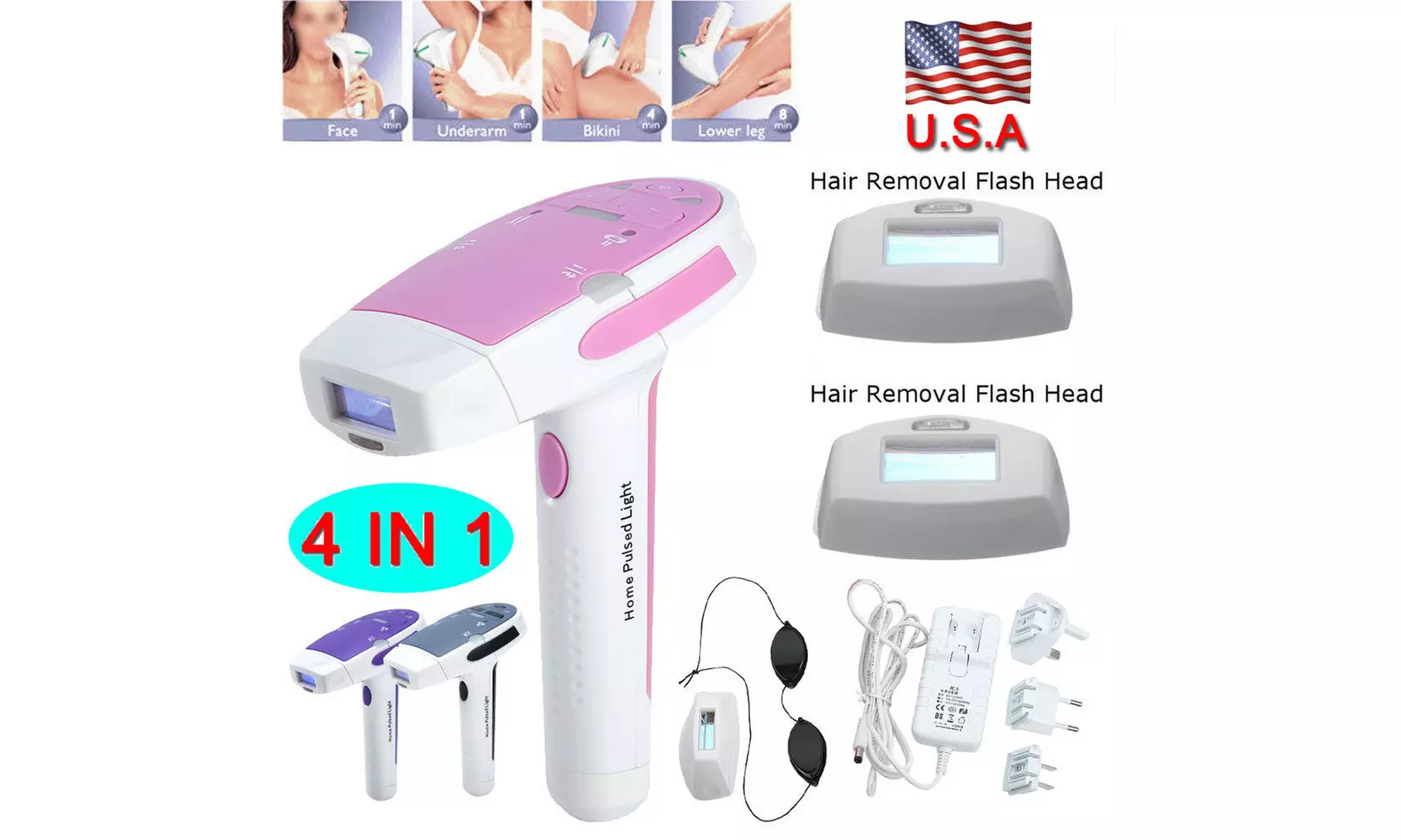IPL Electric Laser Permanent Hair Removal Machine Painless Face Body Epilator US - Primary Image