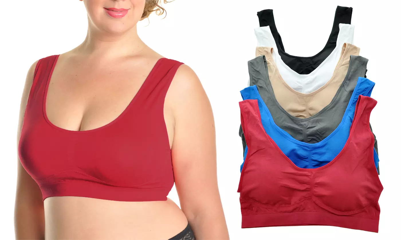 6-Pack Angelina Wire-Free Seamless Classic U-Back Bralettes  - Primary Image